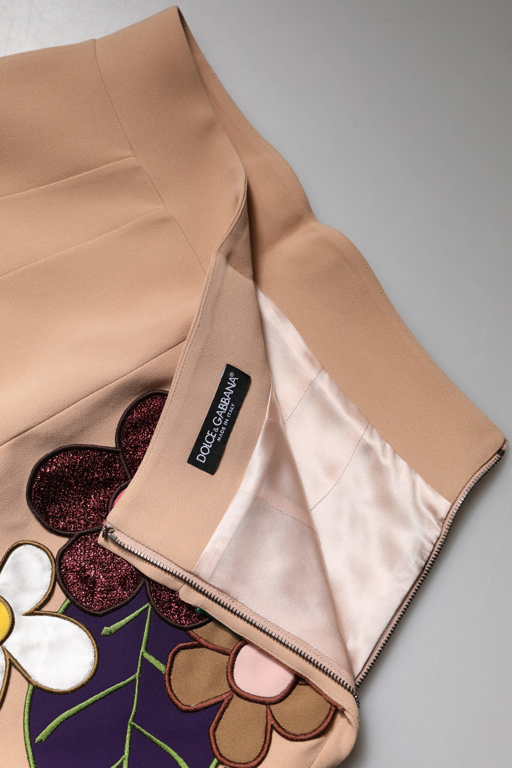 Dolce &amp; Gabbana Beige geblümter Bleistiftrock mit hoher Taille