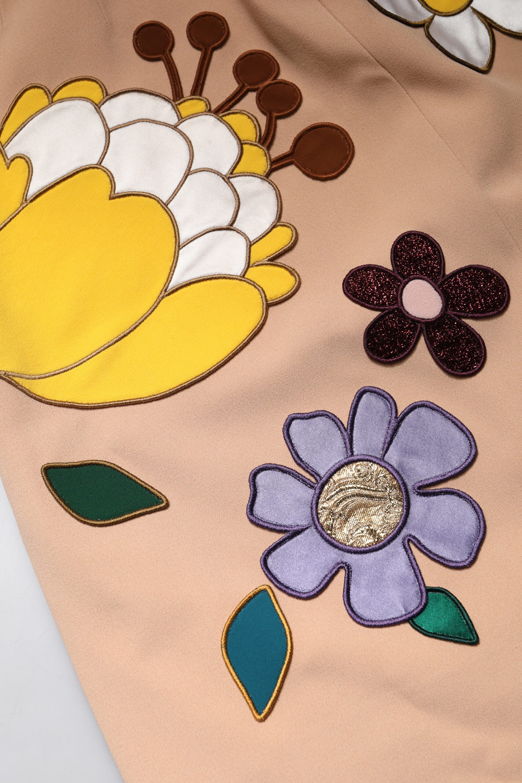 Dolce &amp; Gabbana Beige geblümter Bleistiftrock mit hoher Taille
