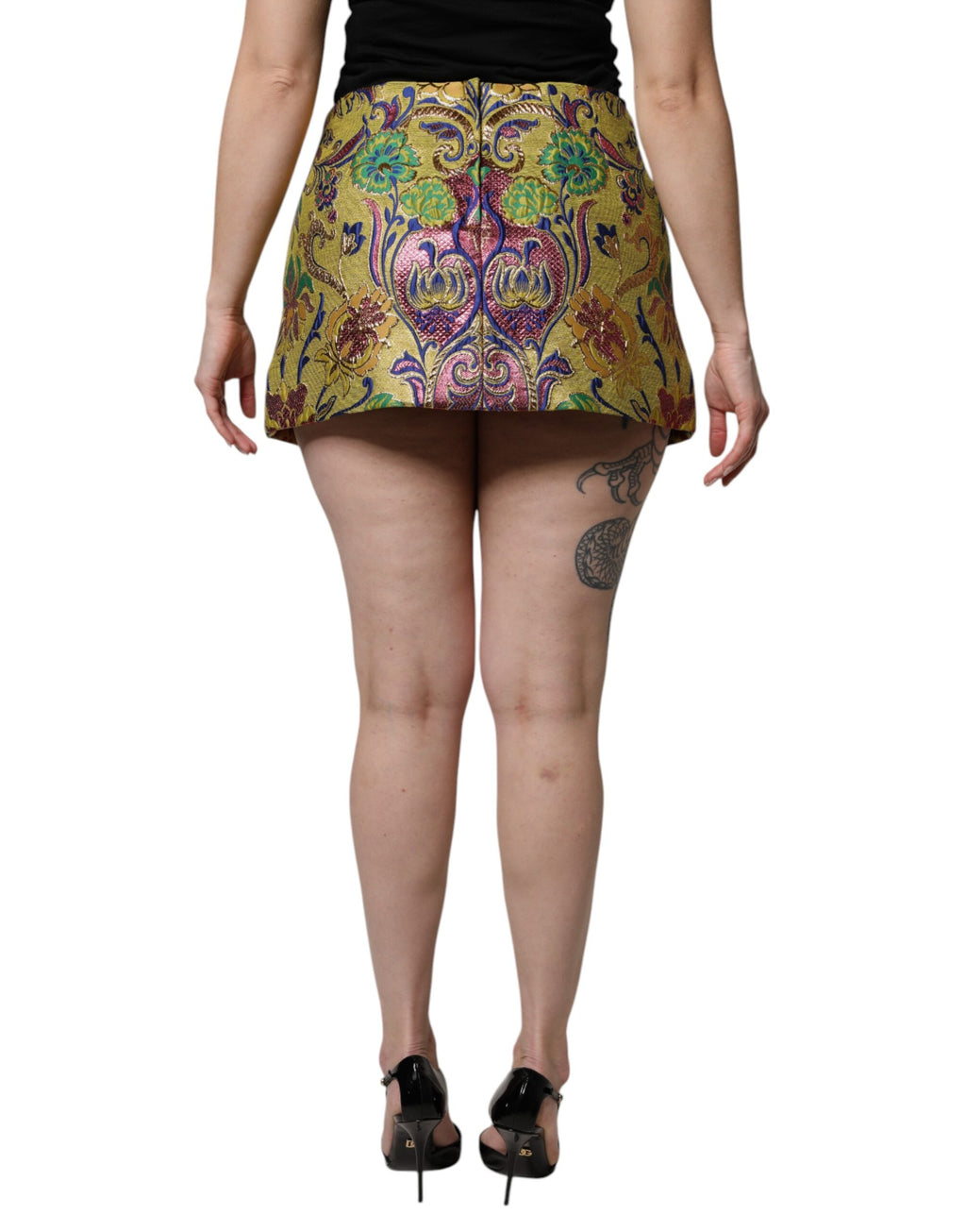 Dolce &amp; Gabbana – Mehrfarbiger Minirock aus Jacquard mit Blumenmuster und mittlerer Taille