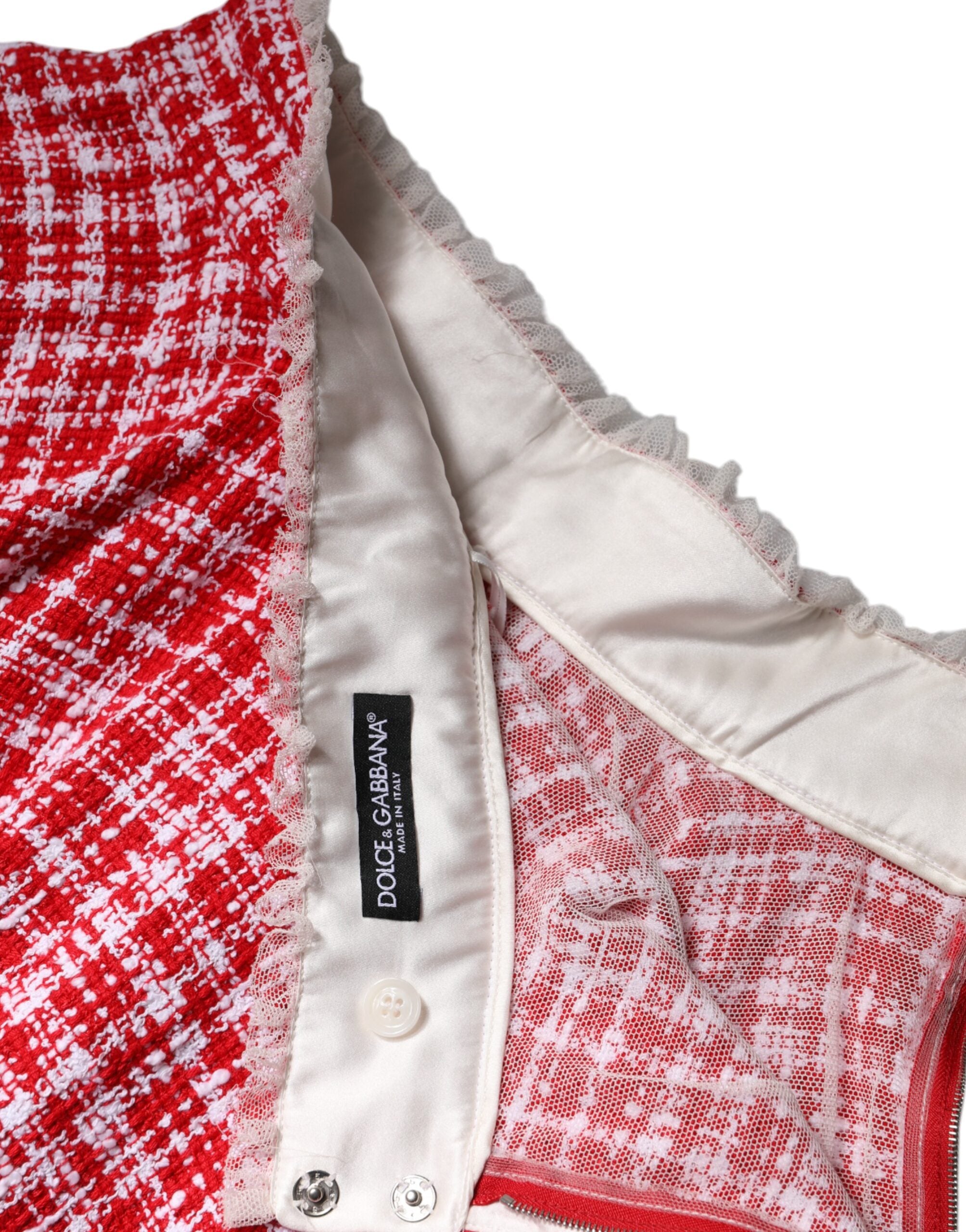 Dolce &amp; Gabbana – Rot-weißer A-Linien-Rock mit hoher Taille über dem Knie