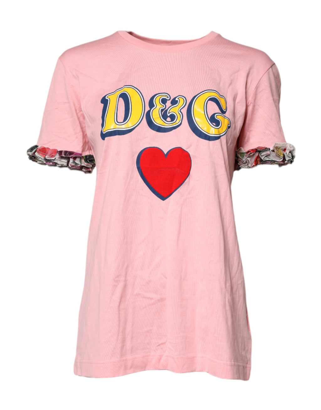 Dolce &amp; Gabbana – Rosa T-Shirt aus Baumwolle mit Rundhalsausschnitt und Logo-Print