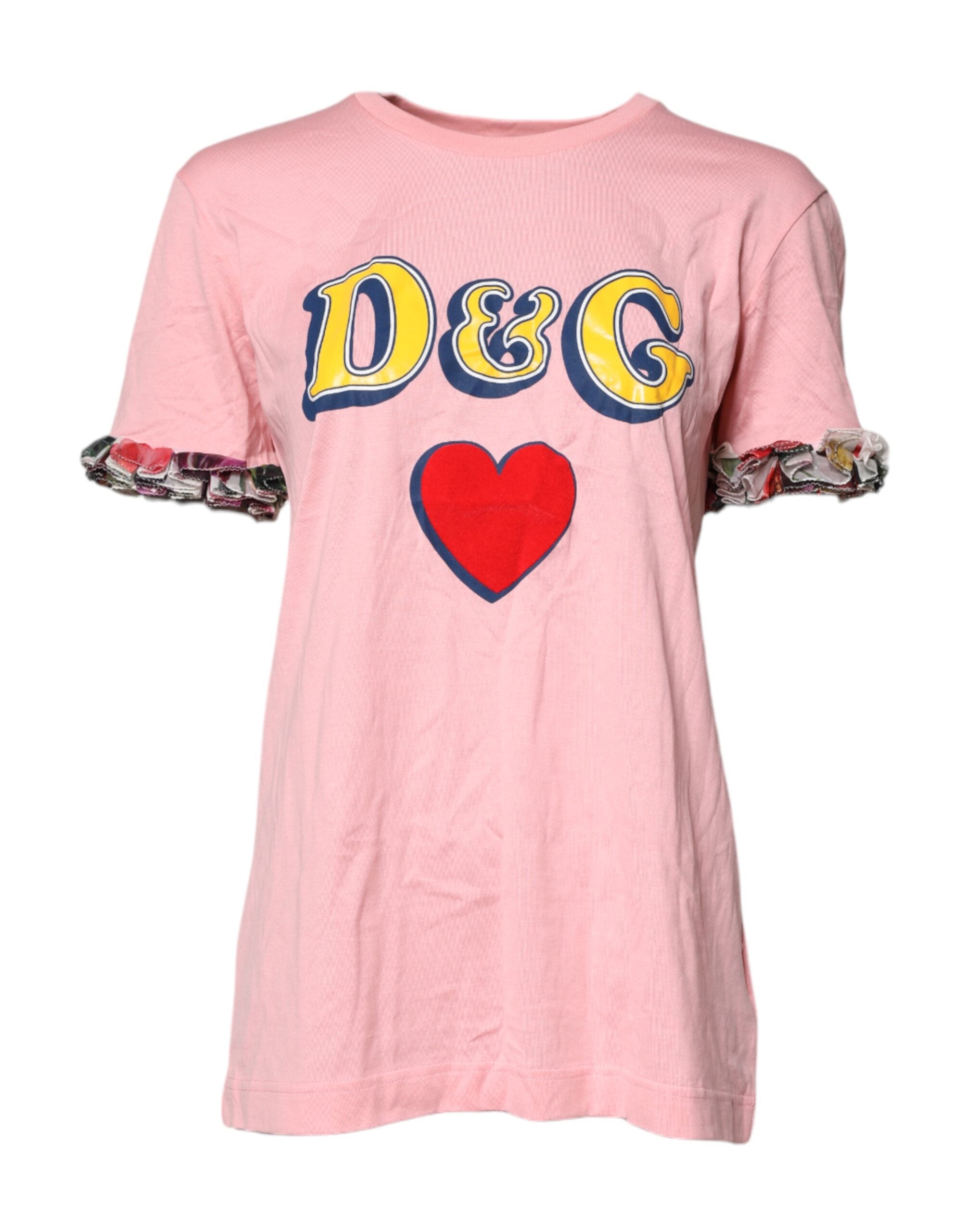 Dolce &amp; Gabbana – Rosa T-Shirt aus Baumwolle mit Rundhalsausschnitt und Logo-Print