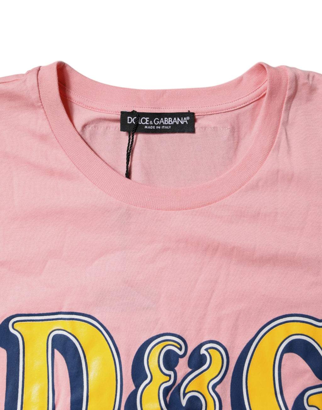 Dolce &amp; Gabbana – Rosa T-Shirt aus Baumwolle mit Rundhalsausschnitt und Logo-Print