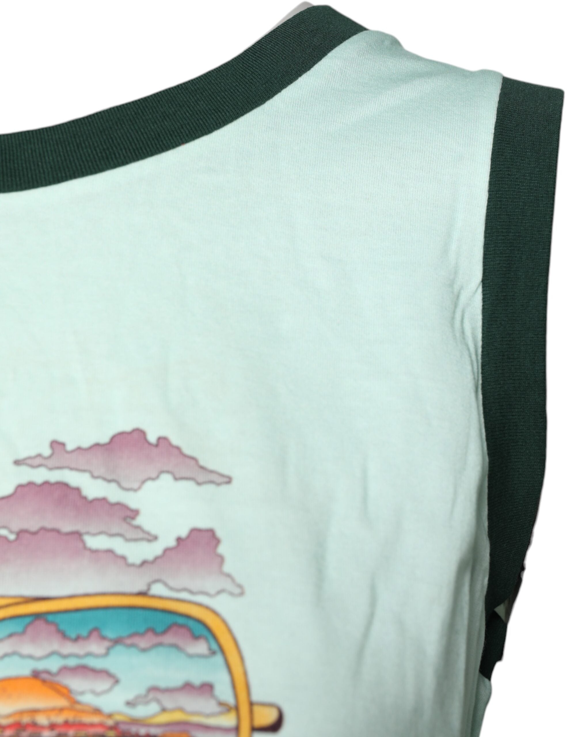 Dolce &amp; Gabbana – Ärmelloses Tank-T-Shirt mit Grafikdruck in Hellgrün