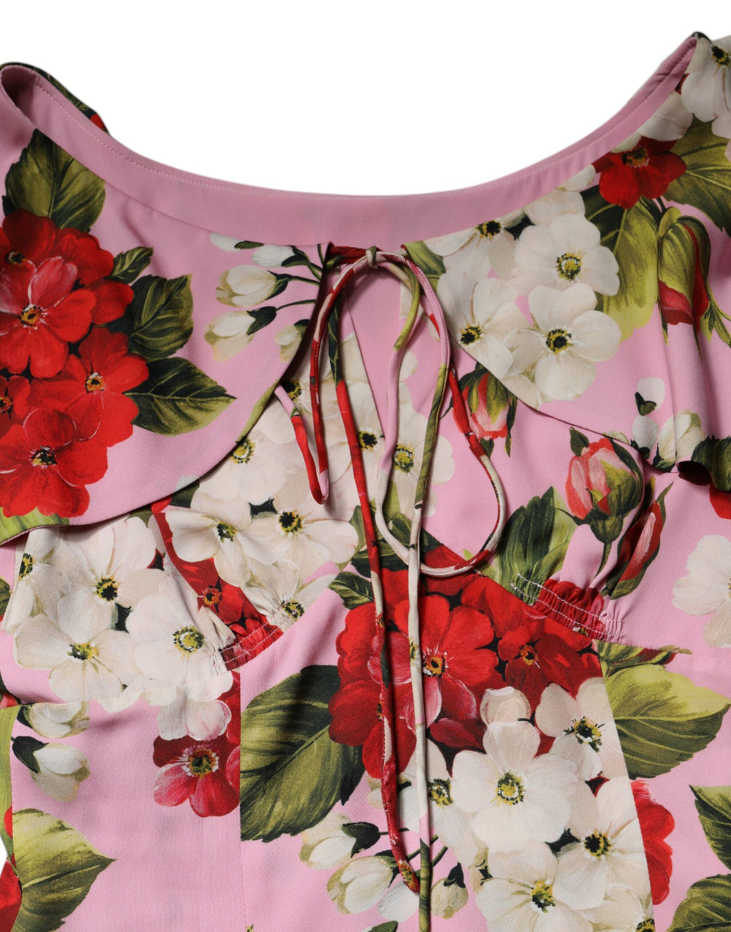 Dolce &amp; Gabbana – Kurzärmliges Blusentop aus Seide mit Blumenmuster in Rosa