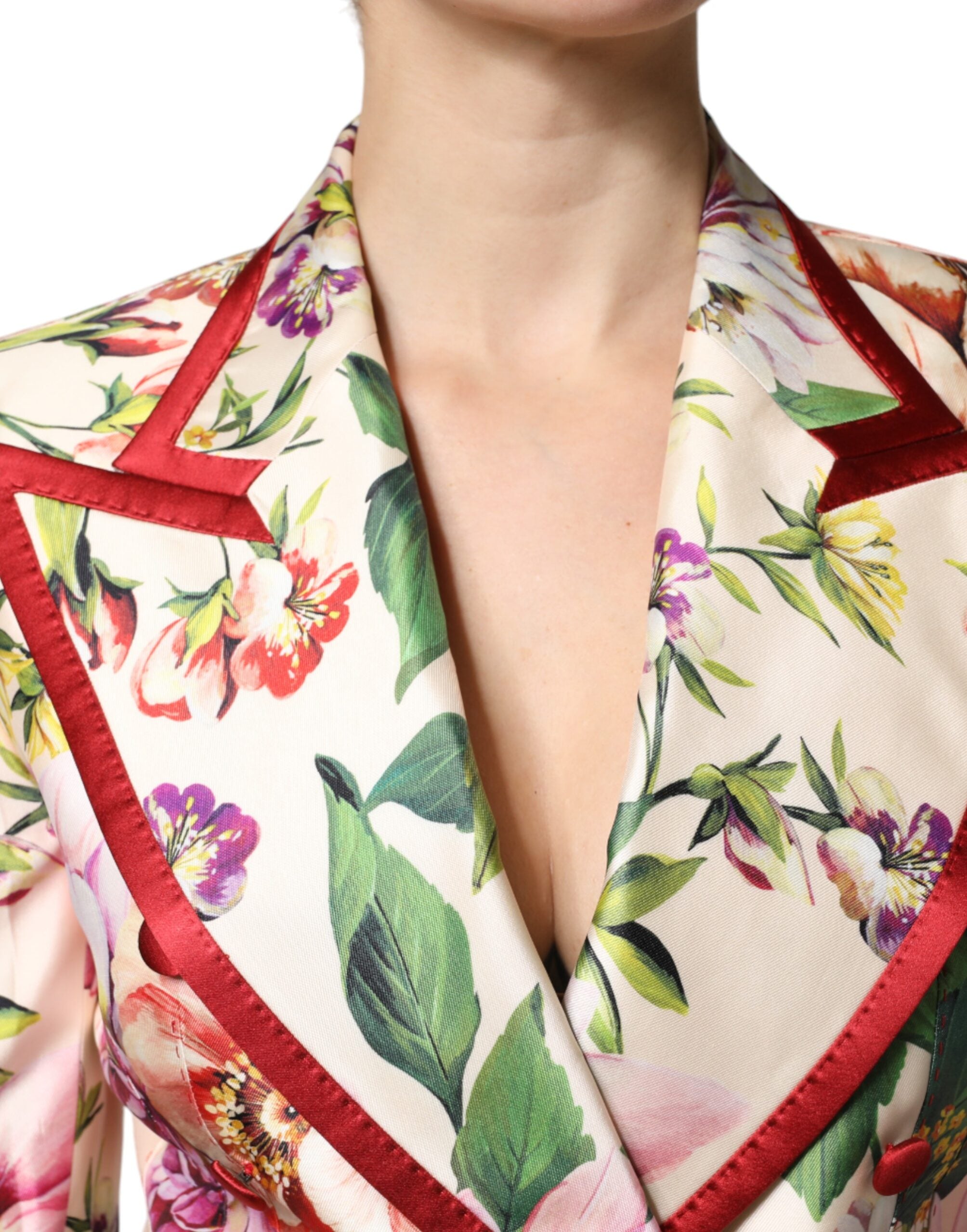 Dolce &amp; Gabbana – Zweireihige Jacke mit mehrfarbigem Blumenmuster