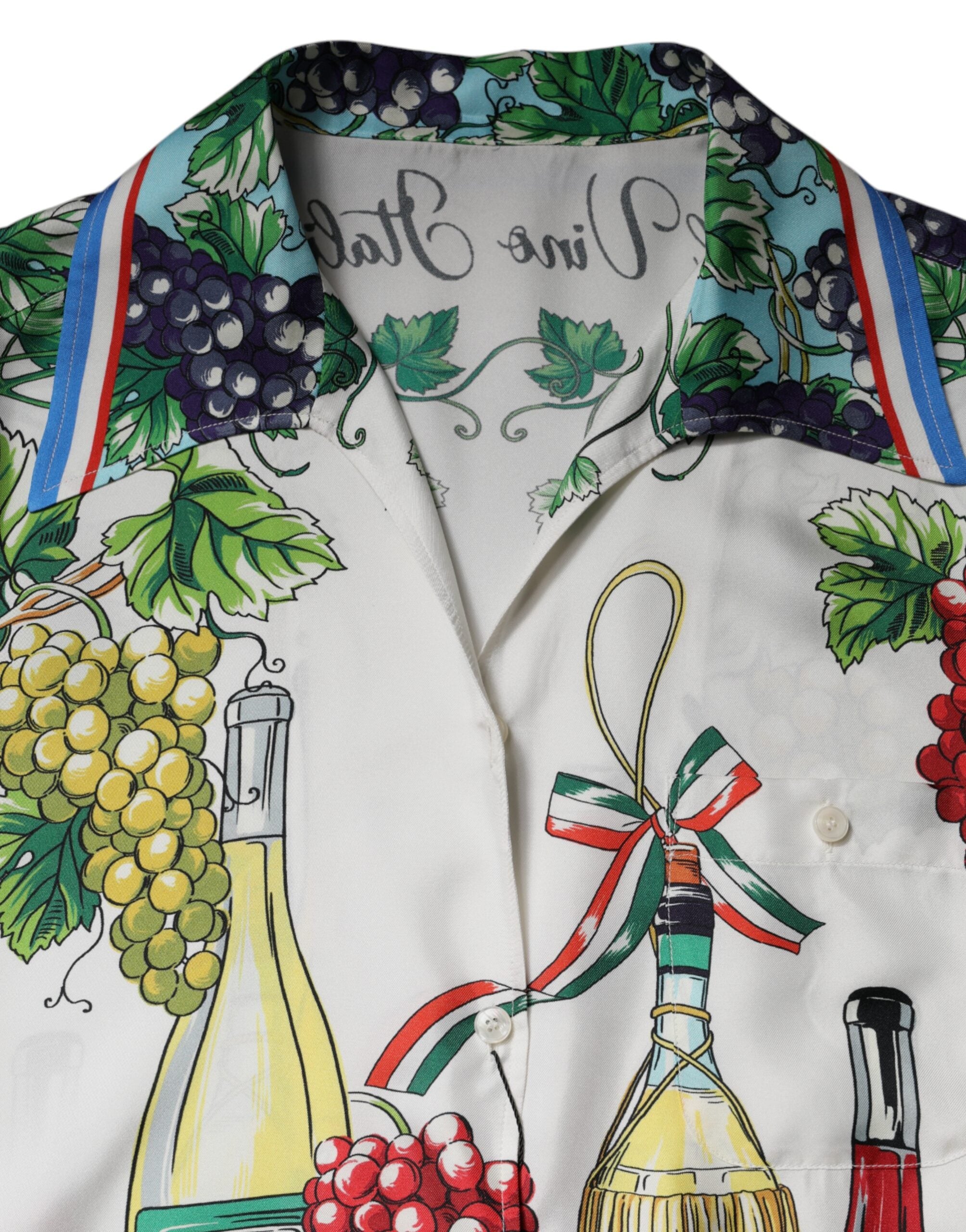Dolce &amp; Gabbana Mehrfarbiges Kurzarm-Food-Hemdoberteil aus Seide