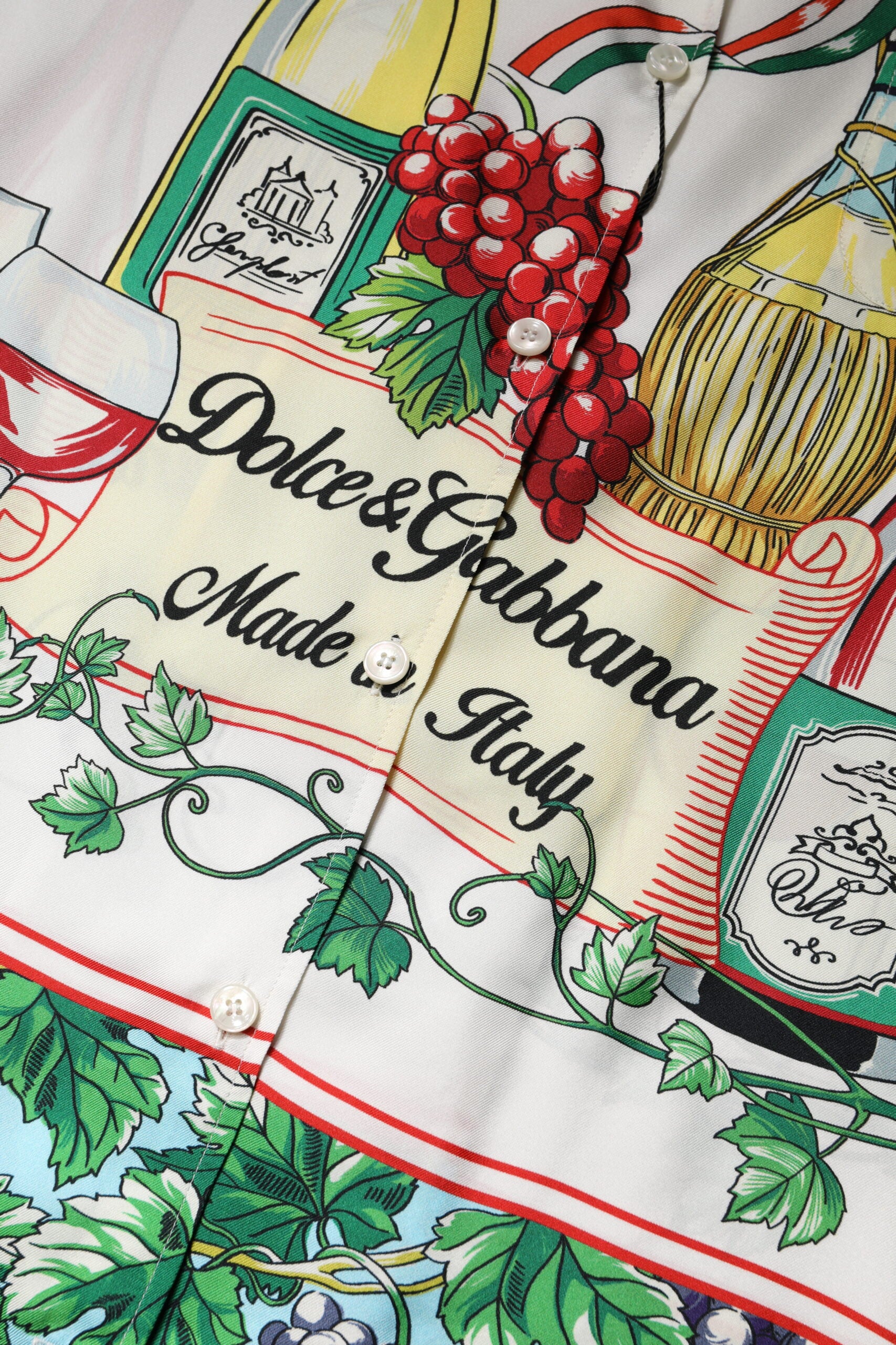Dolce &amp; Gabbana Mehrfarbiges Kurzarm-Food-Hemdoberteil aus Seide