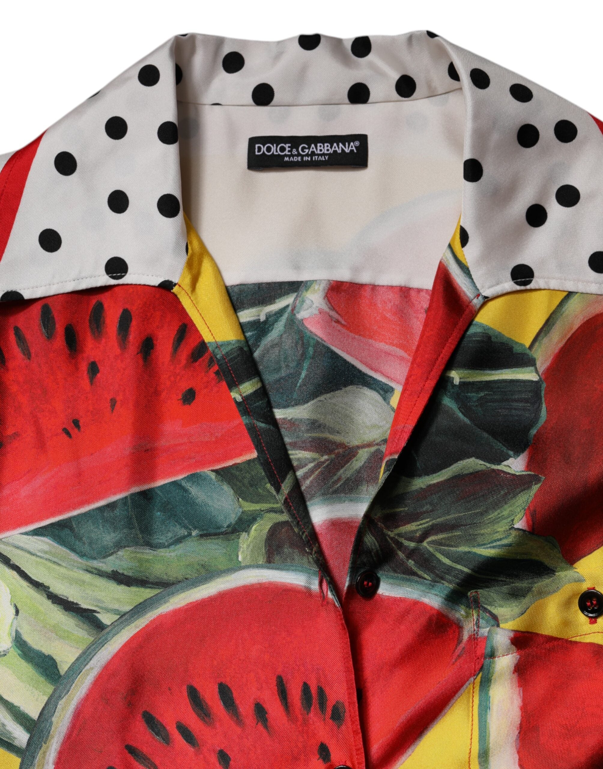 Dolce &amp; Gabbana – Mehrfarbiges Hemdoberteil mit Wassermelonenkragen