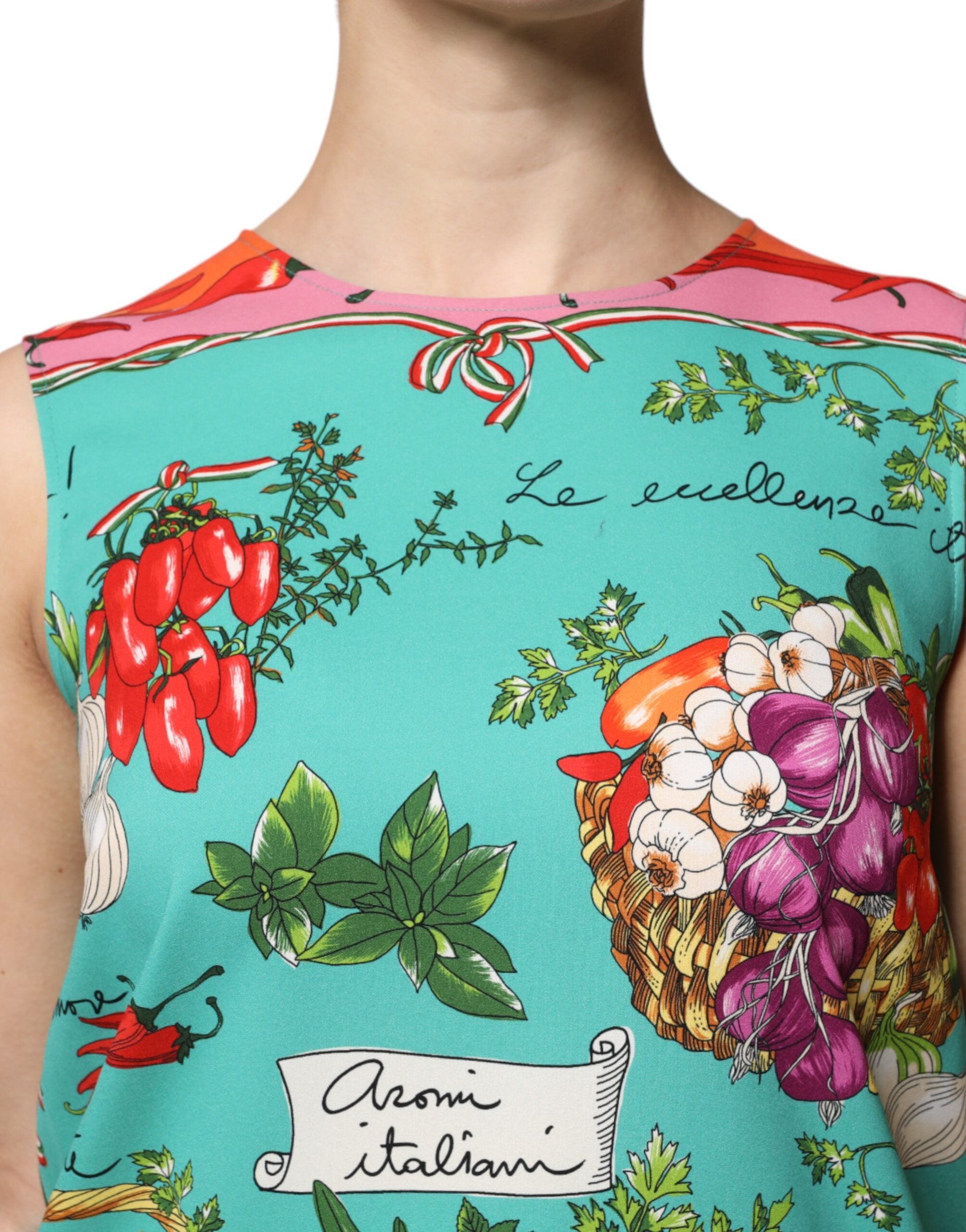 Dolce &amp; Gabbana – Ärmelloses Seiden-Tanktop mit mehrfarbigem Blumenmuster