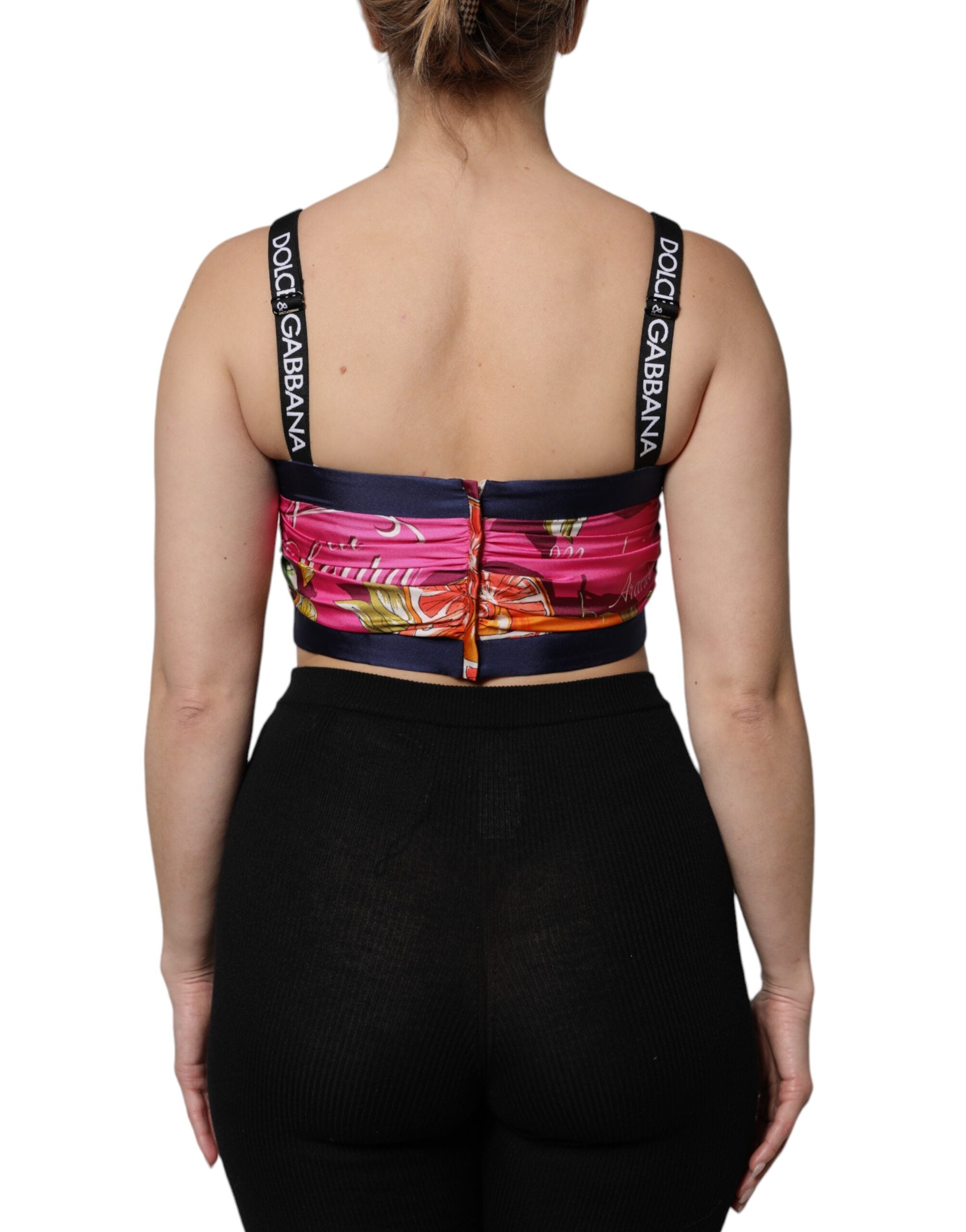Dolce &amp; Gabbana – Ärmelloses Bustier-Crop-Top mit mehrfarbigem Blumenmuster
