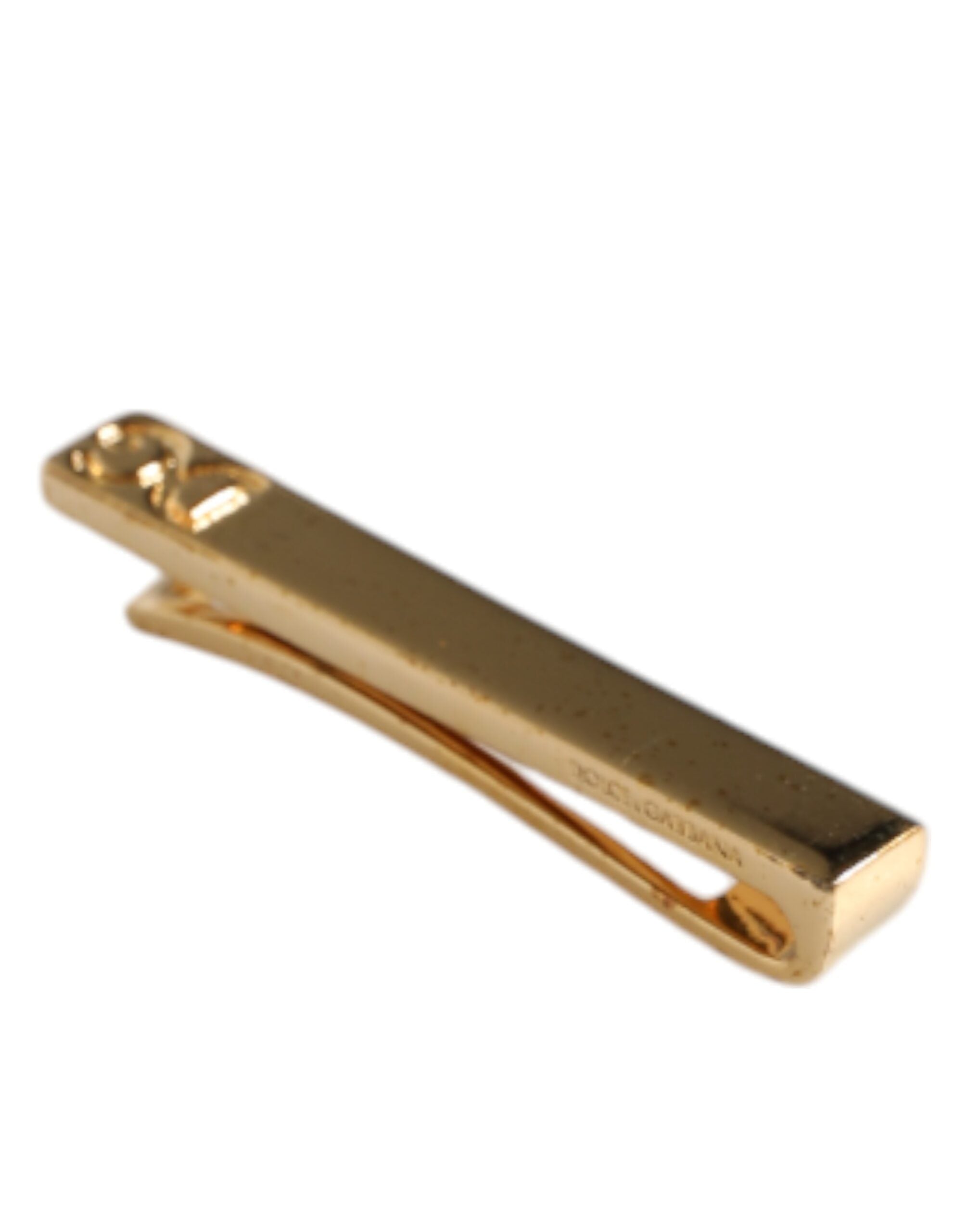 Dolce &amp; Gabbana Goldfarbene Krawattenklammer aus Messing mit Kristallen