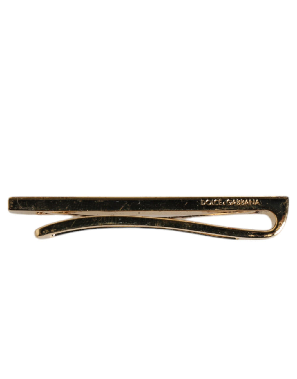 Dolce &amp; Gabbana Goldfarbene Krawattenklammer aus Messing mit Kristallen