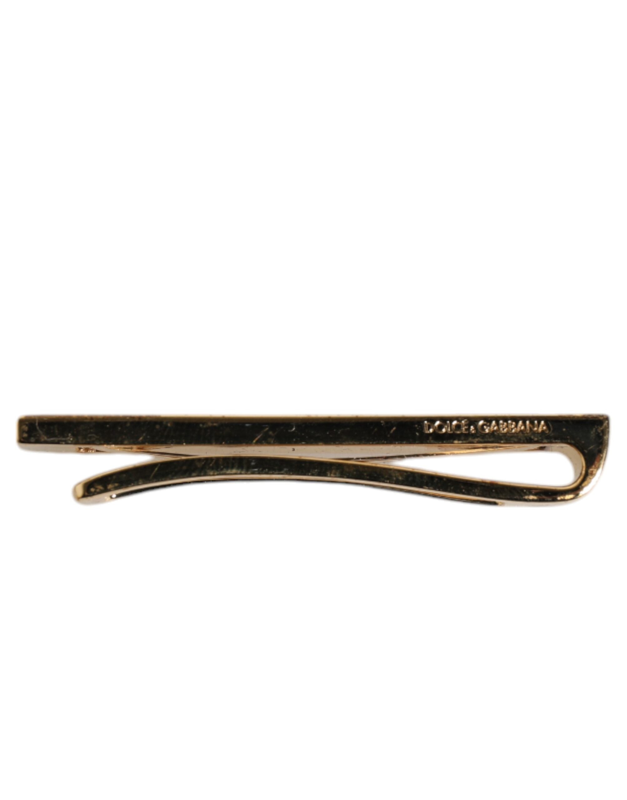 Dolce &amp; Gabbana Goldfarbene Krawattenklammer aus Messing mit Kristallen
