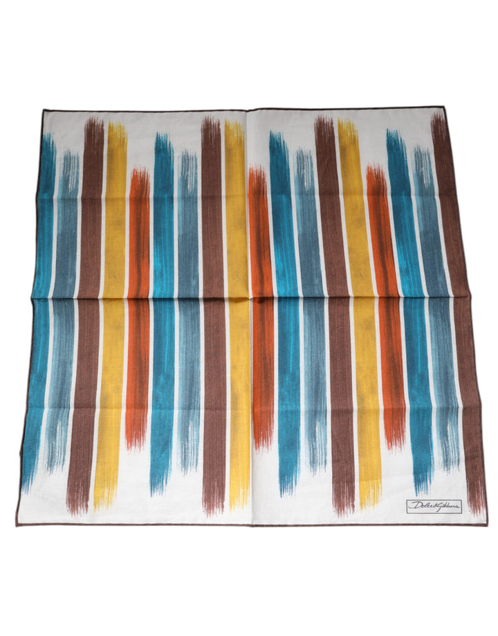 Dolce &amp; Gabbana – Quadratischer Foulard aus Baumwolle mit mehrfarbigen Streifen