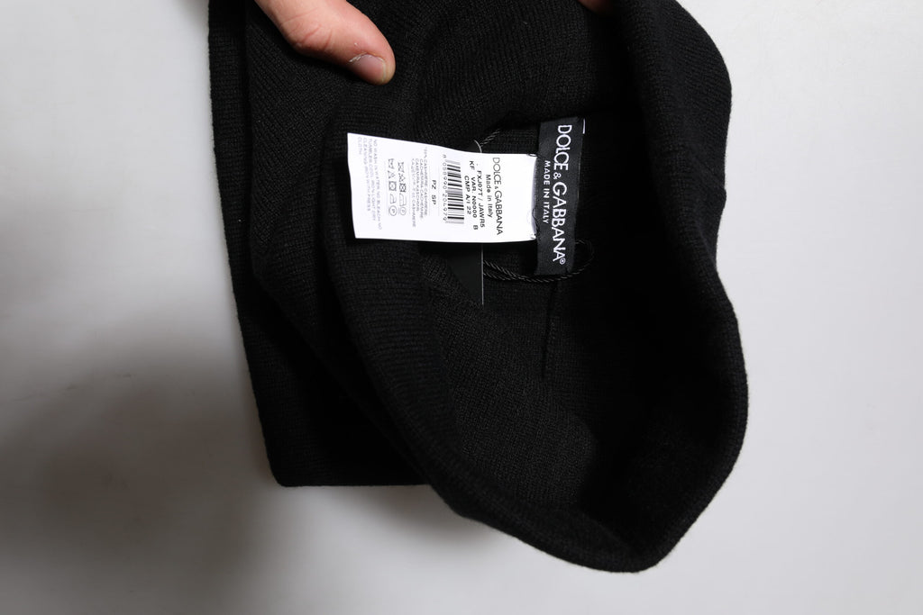 Dolce &amp; Gabbana – Schwarzer, quadratischer Strickschal aus Kaschmir