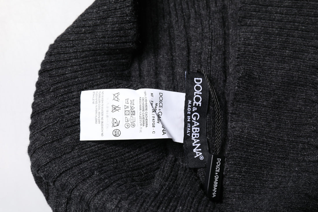 Dolce &amp; Gabbana – Schwarzer, gestrickter Halswärmer-Foulardschal aus Kaschmir