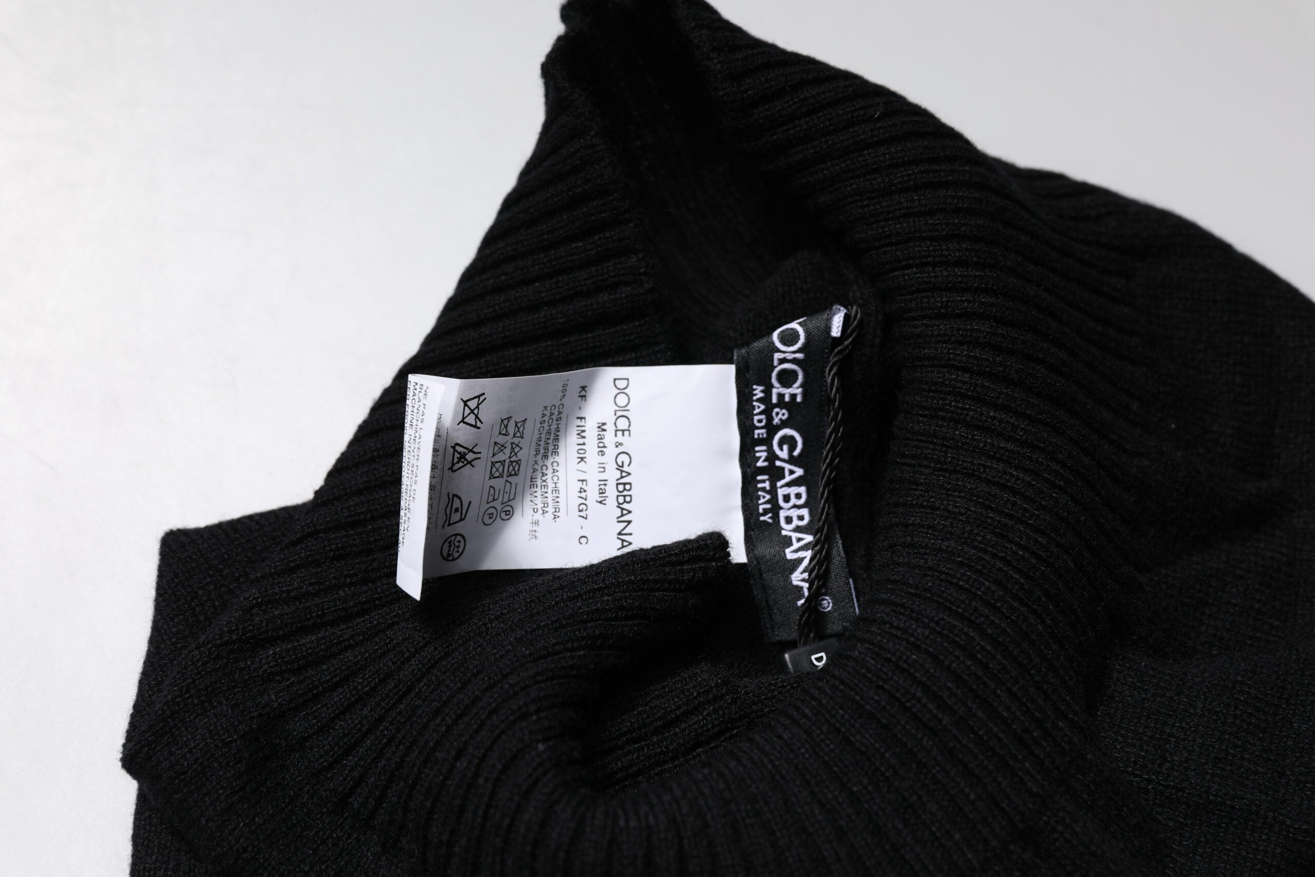 Dolce &amp; Gabbana – Schwarzer, gestrickter Halswärmer-Foulardschal aus Kaschmir