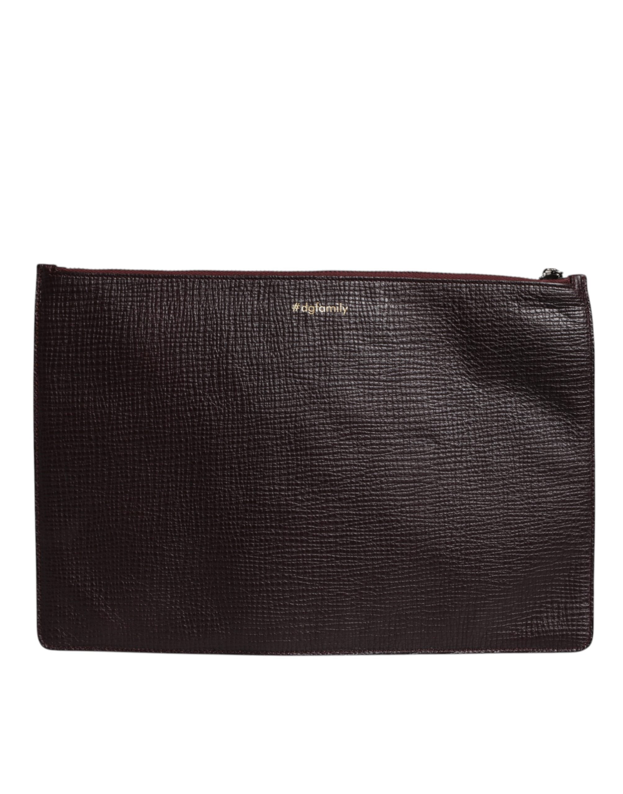 Dolce &amp; Gabbana – Braune Leder-Clutch-Tasche #DGFAMILY mit Verzierung für Herren