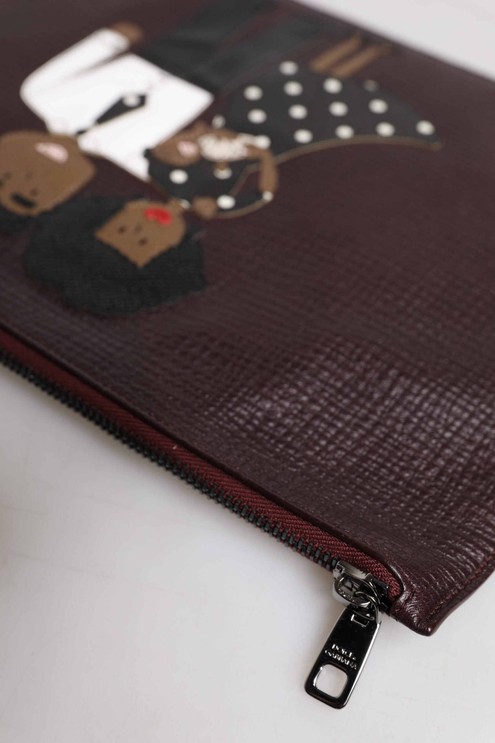 Dolce &amp; Gabbana – Braune Leder-Clutch-Tasche #DGFAMILY mit Verzierung für Herren