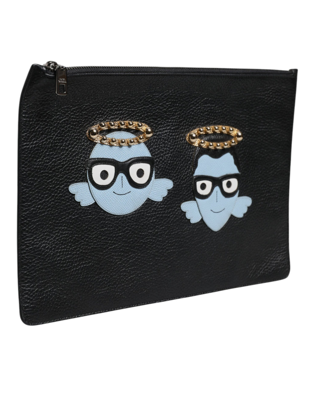 Dolce &amp; Gabbana Schwarze Ledertasche #DGFAMILY mit Verzierung für Herren mit Reißverschluss