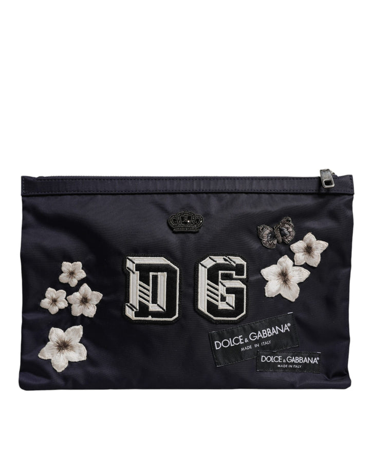 Dolce &amp; Gabbana – Blaue Clutch mit DG-Logo-Patch