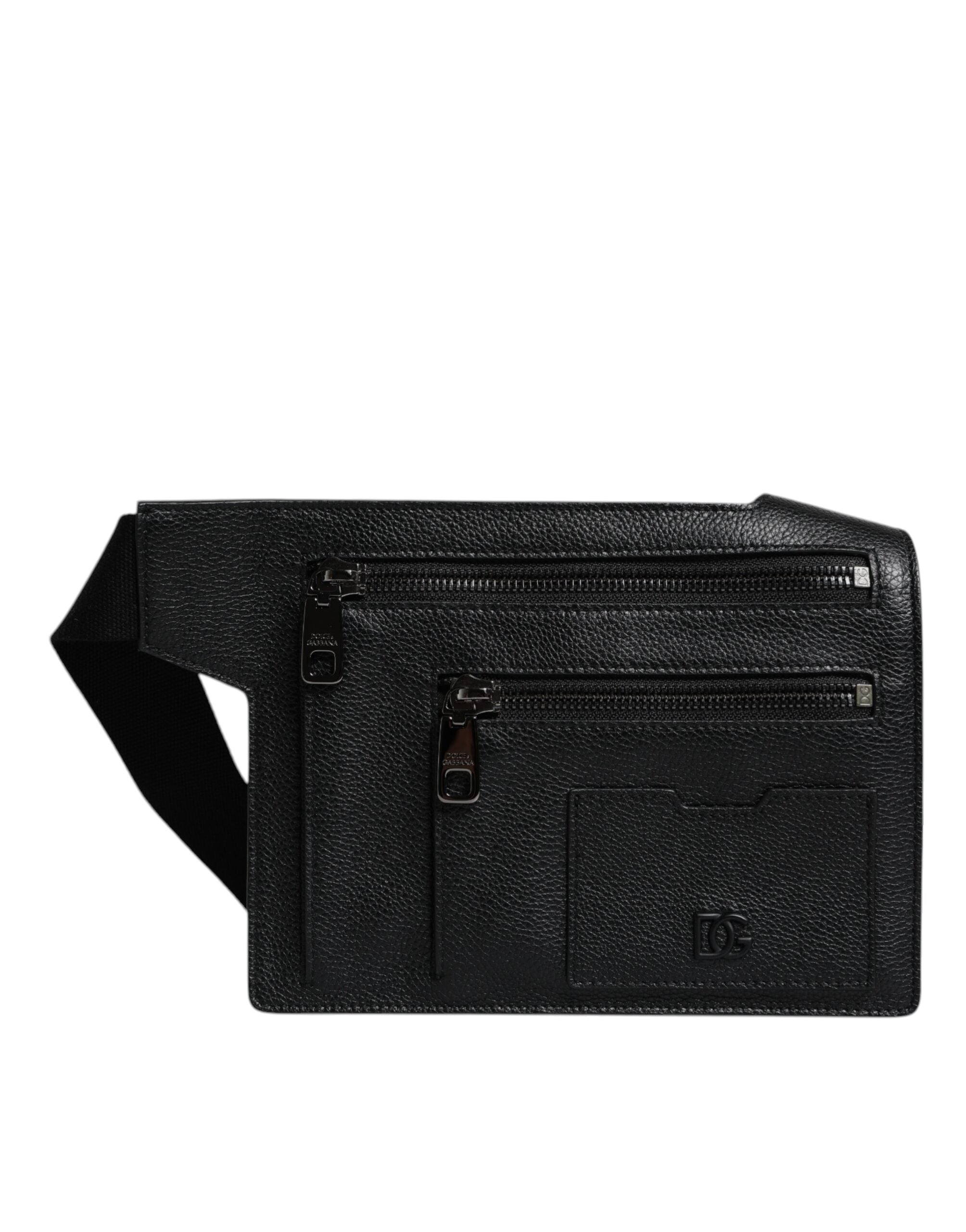 Dolce &amp; Gabbana – Messenger-Umhängetasche aus schwarzem Kalbsleder