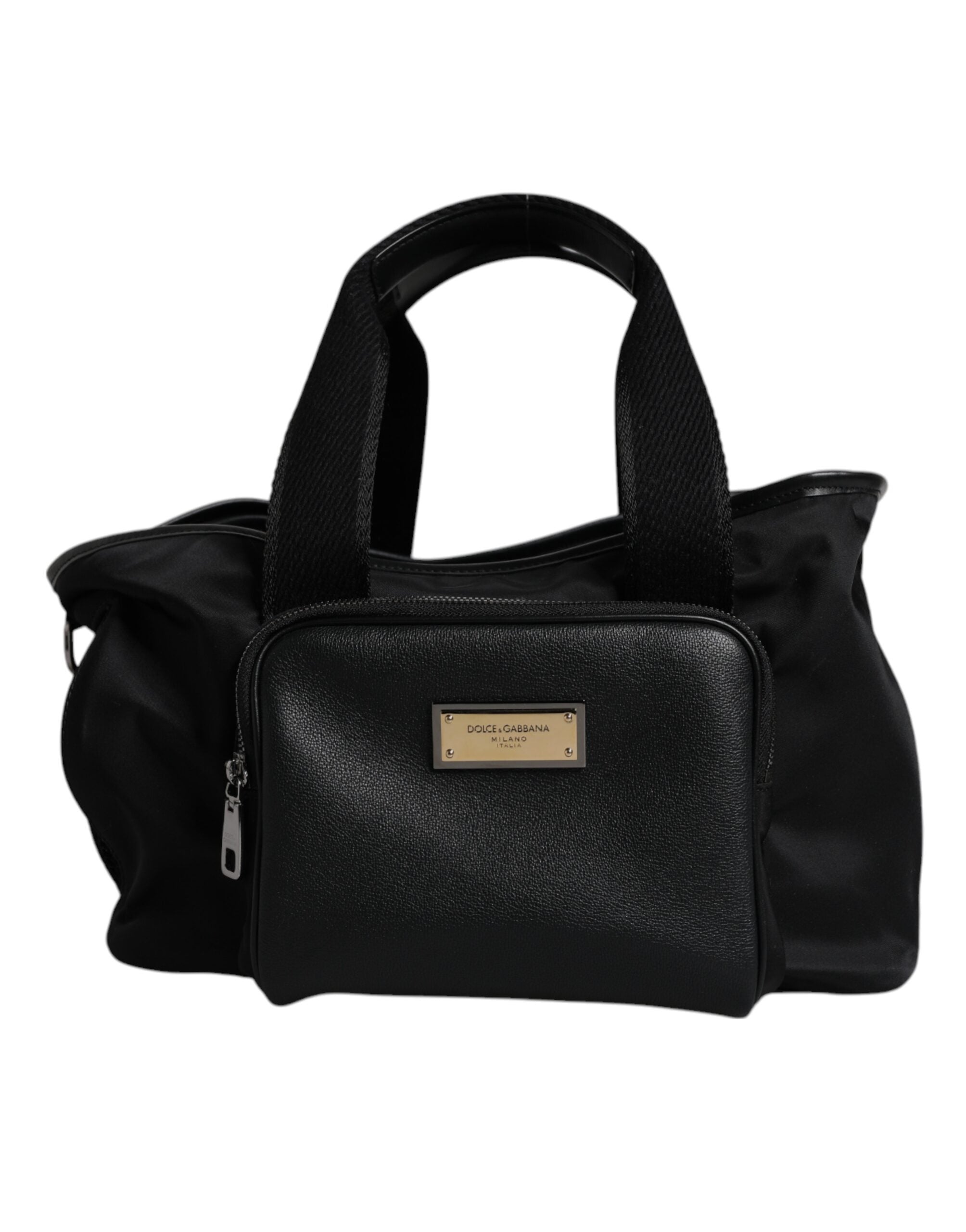 Dolce &amp; Gabbana – Schwarze Tragetasche mit Logo-Schild und Schultergurt für Haustiere