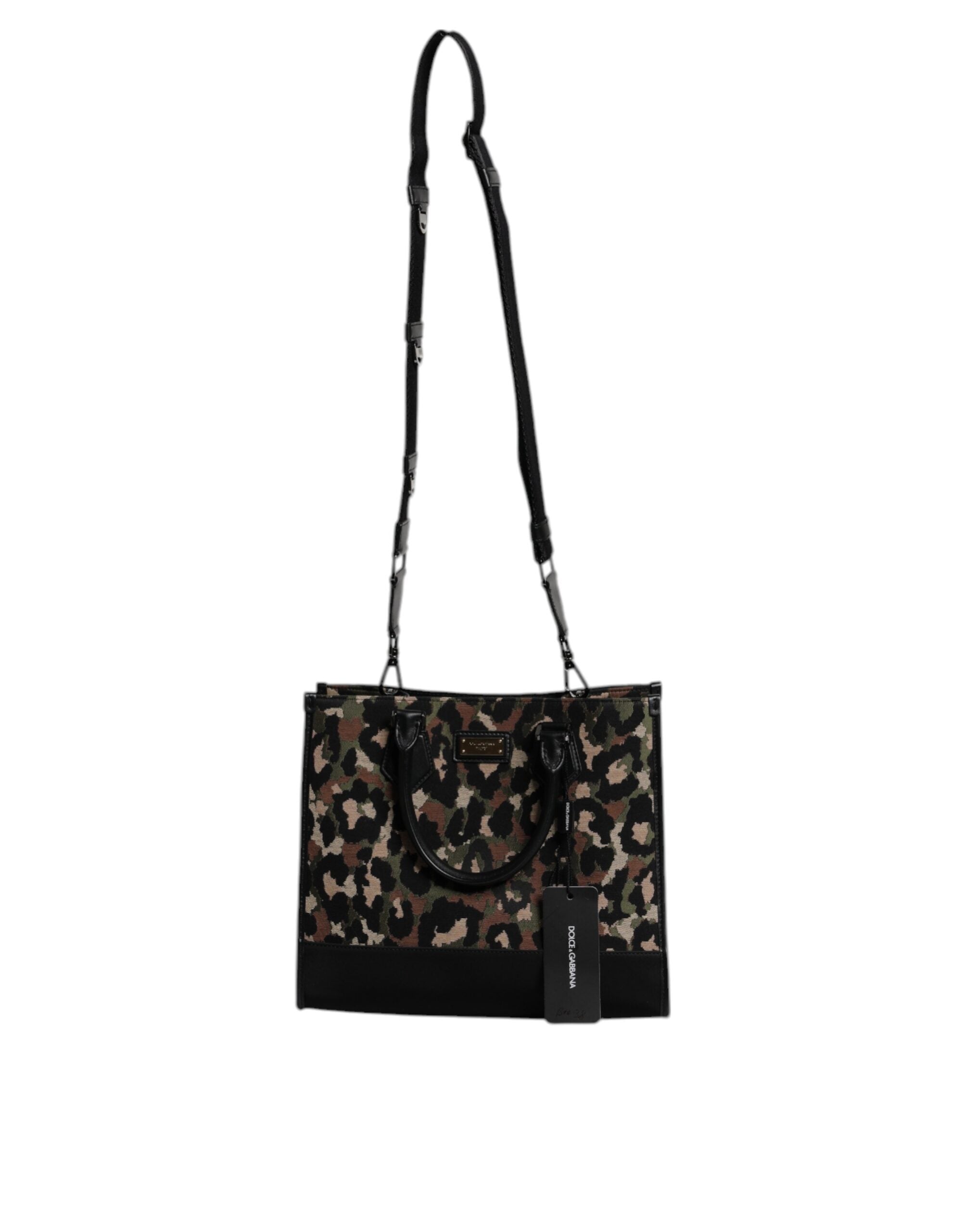 Dolce &amp; Gabbana – Mehrfarbige Einkaufstasche mit Leopardenmuster und Schultertasche