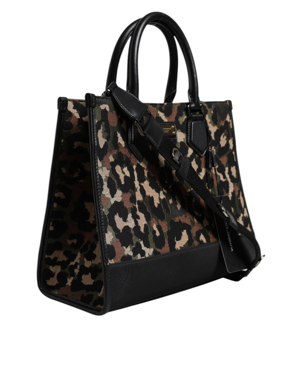 Dolce &amp; Gabbana – Mehrfarbige Einkaufstasche mit Leopardenmuster und Schultertasche