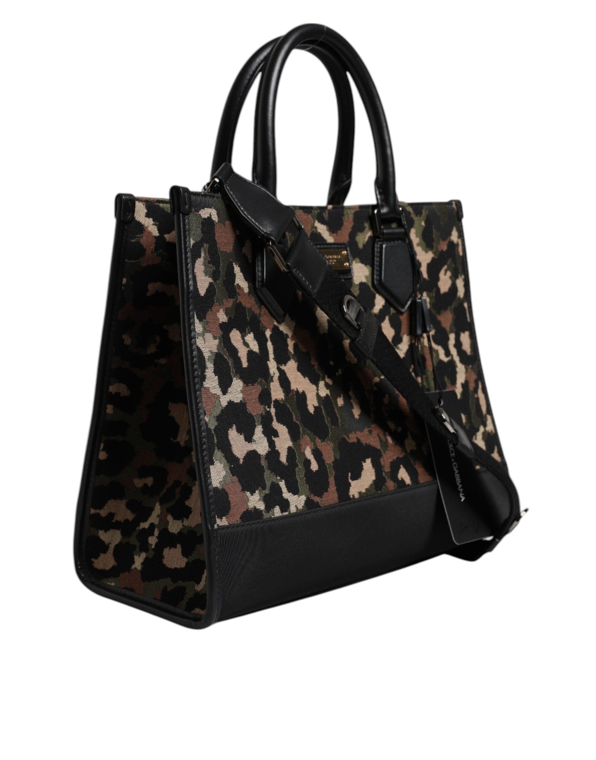 Dolce &amp; Gabbana – Mehrfarbige Einkaufstasche mit Leopardenmuster und Schultertasche
