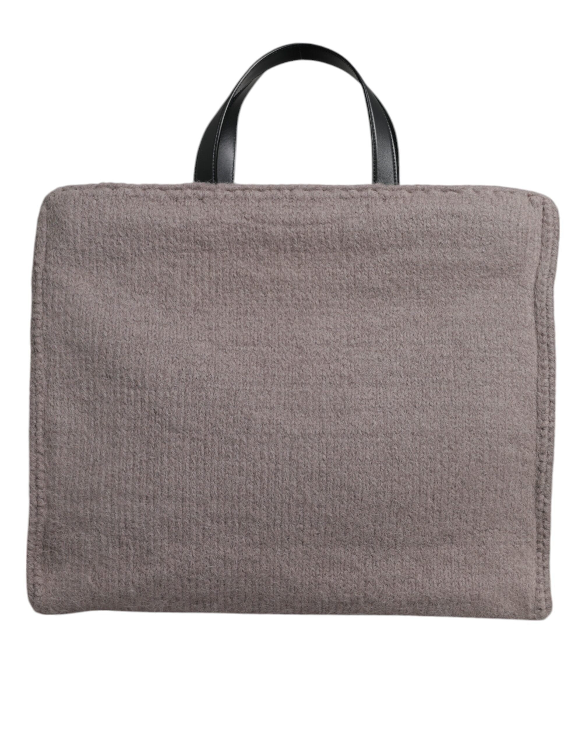 Dolce &amp; Gabbana – Tote-Umhängetasche aus Alpakawolle mit Logo-Plakette in Grau