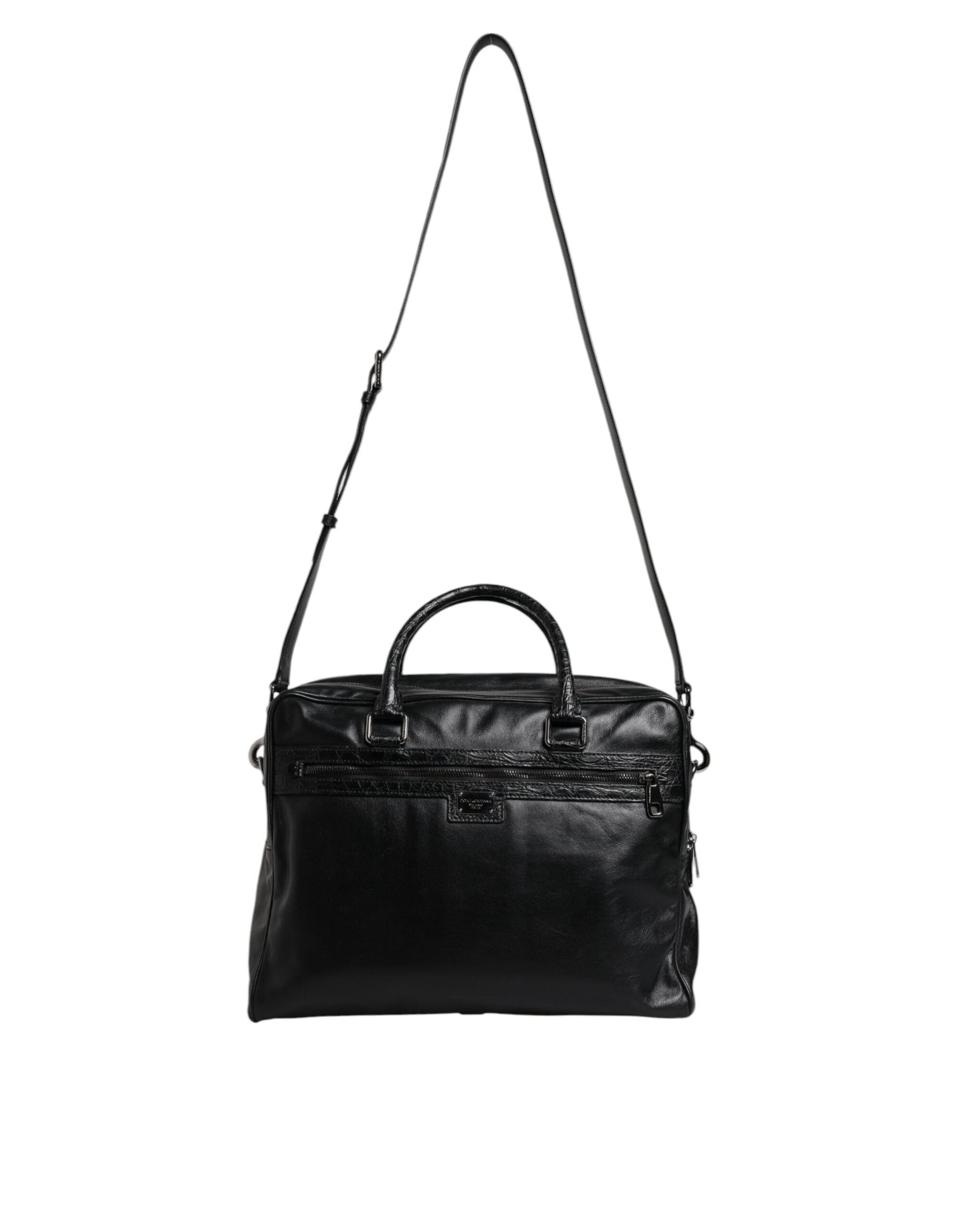 Dolce &amp; Gabbana – Schwarze Messenger-Tasche aus Leder mit Schultergurt