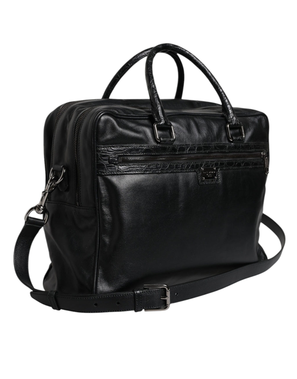 Dolce &amp; Gabbana – Schwarze Messenger-Tasche aus Leder mit Schultergurt