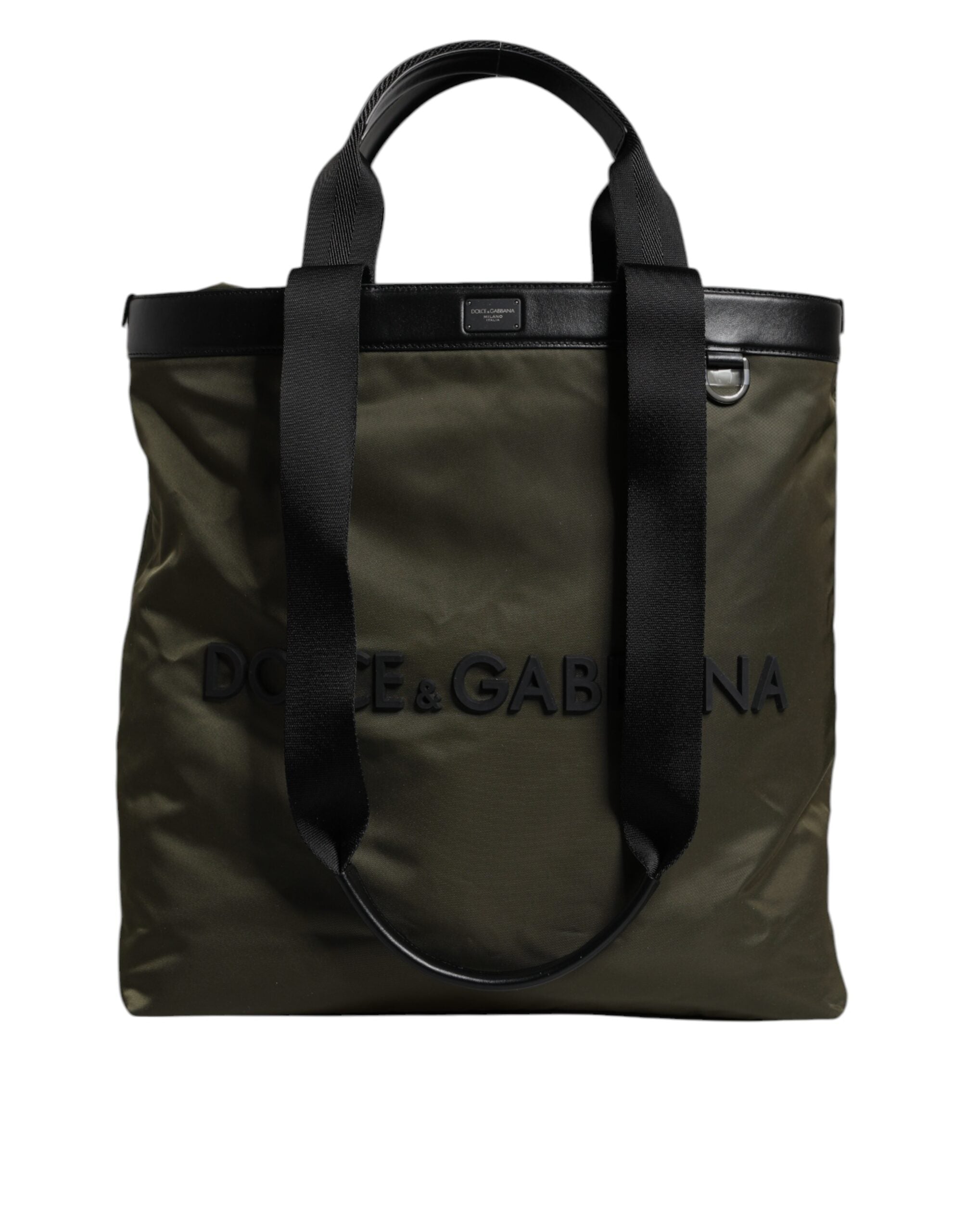 Dolce &amp; Gabbana Tragetasche aus Nylon in Militärgrün mit Schulterriemen