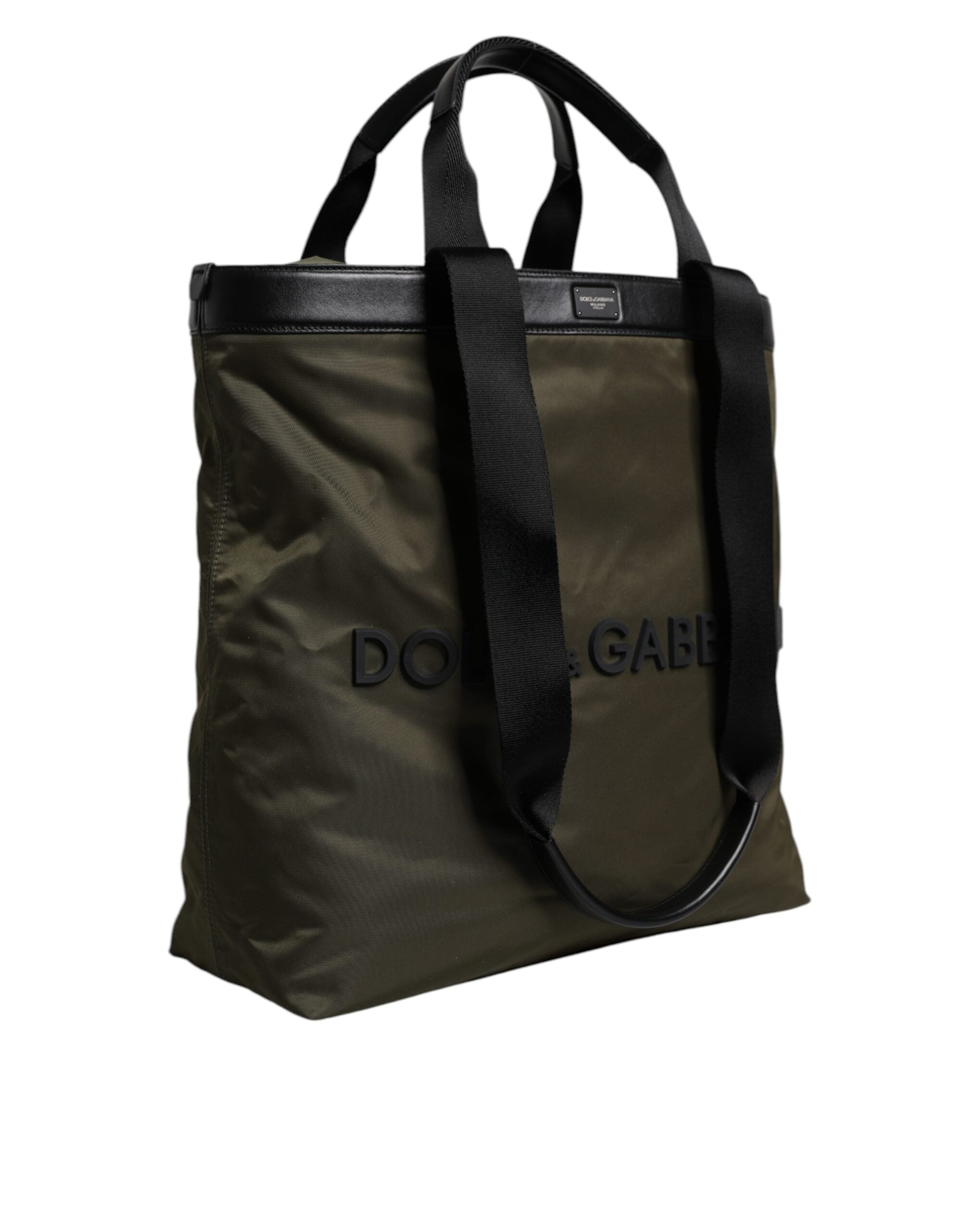 Dolce &amp; Gabbana Tragetasche aus Nylon in Militärgrün mit Schulterriemen