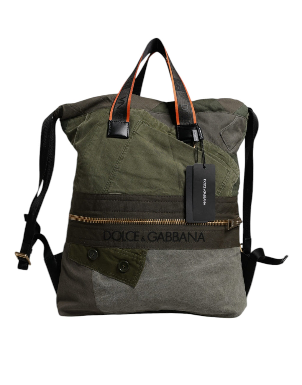 Dolce &amp; Gabbana Militärgrüner Patchwork-Rucksack