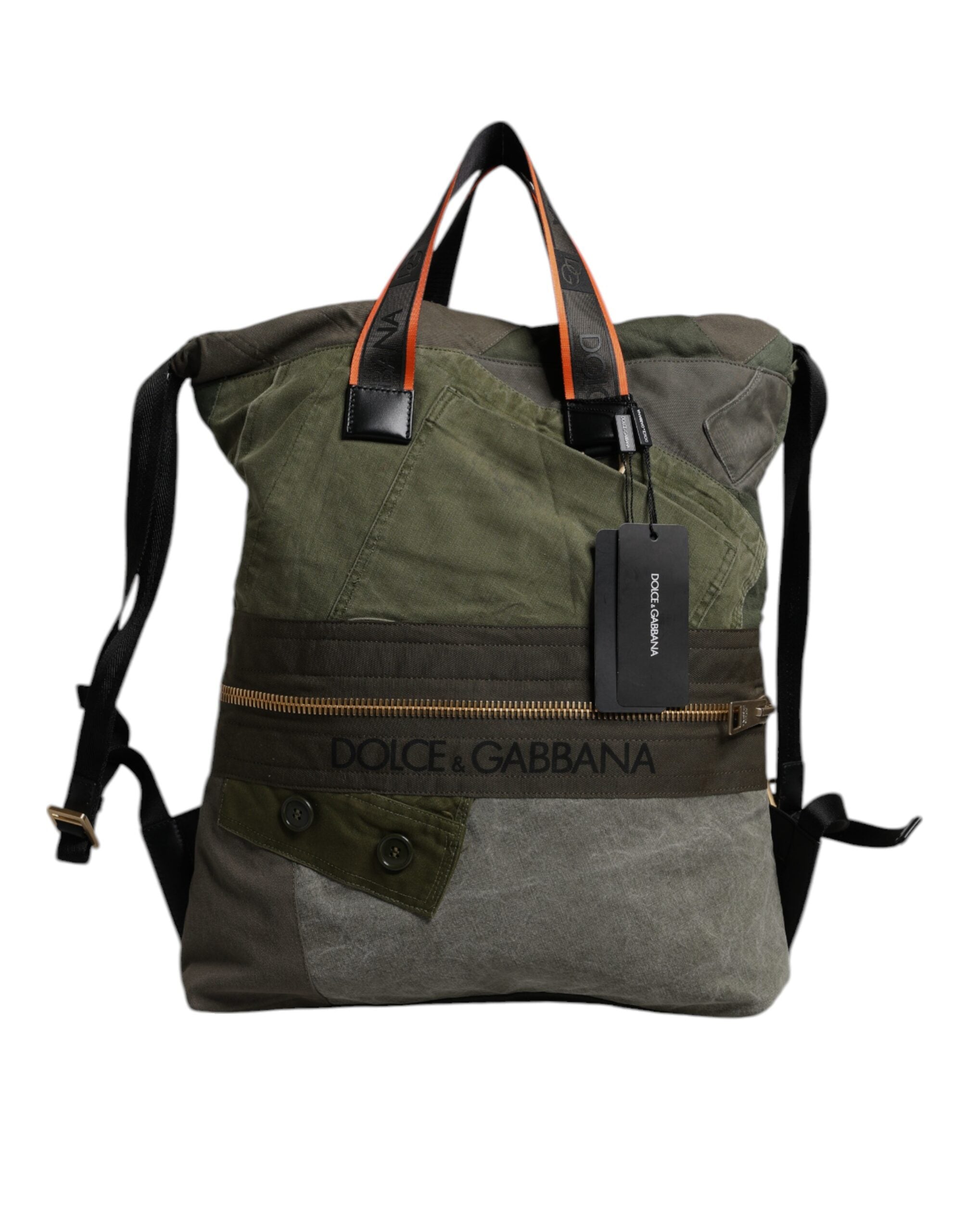 Dolce &amp; Gabbana Militärgrüner Patchwork-Rucksack