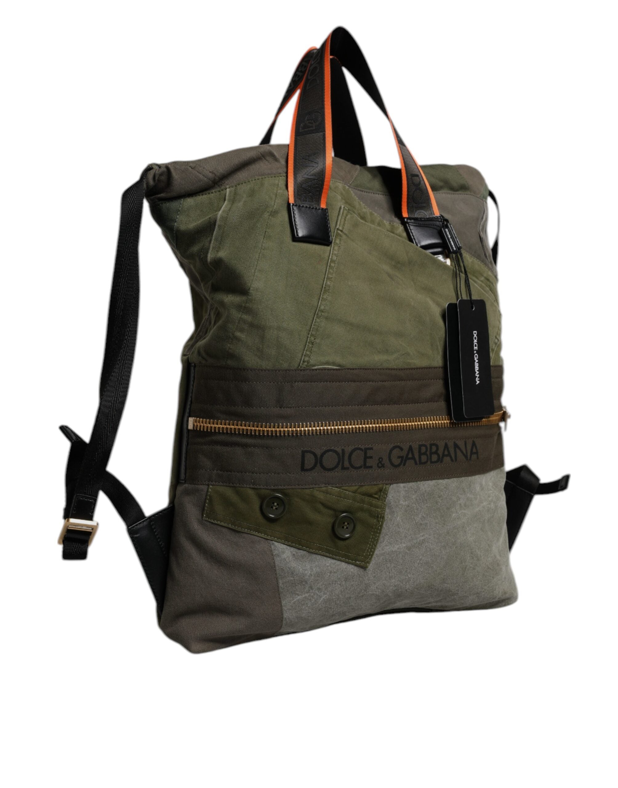 Dolce &amp; Gabbana Militärgrüner Patchwork-Rucksack