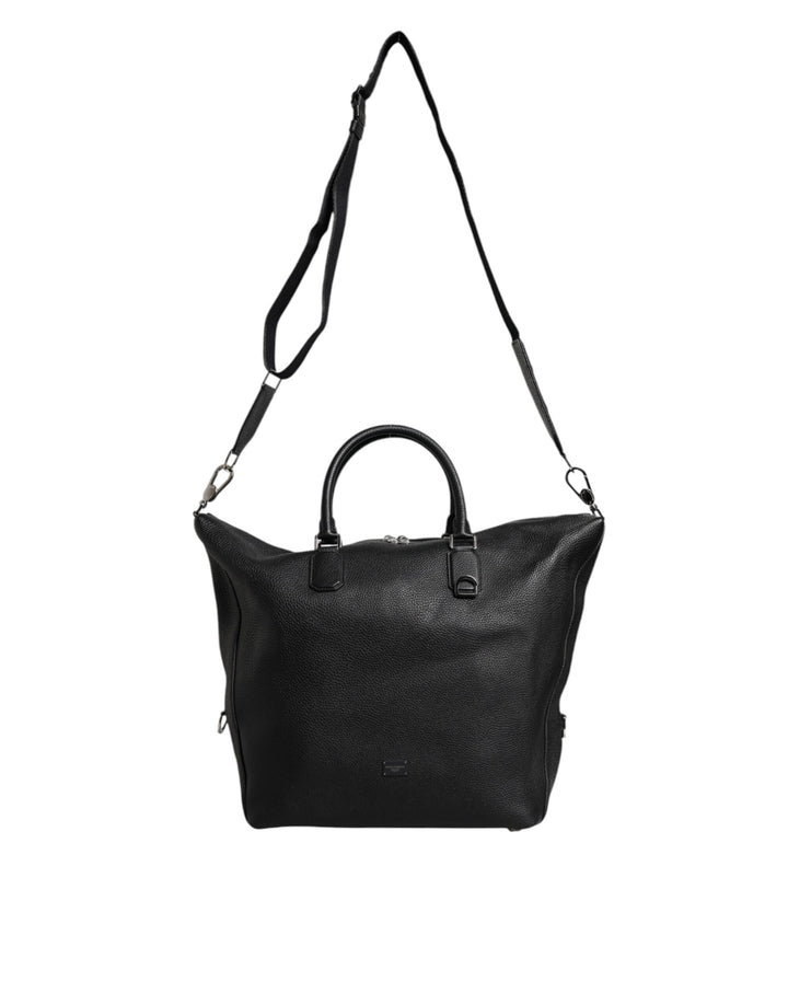 Dolce &amp; Gabbana – Reisetasche aus schwarzem Kalbsleder mit Schulterriemen