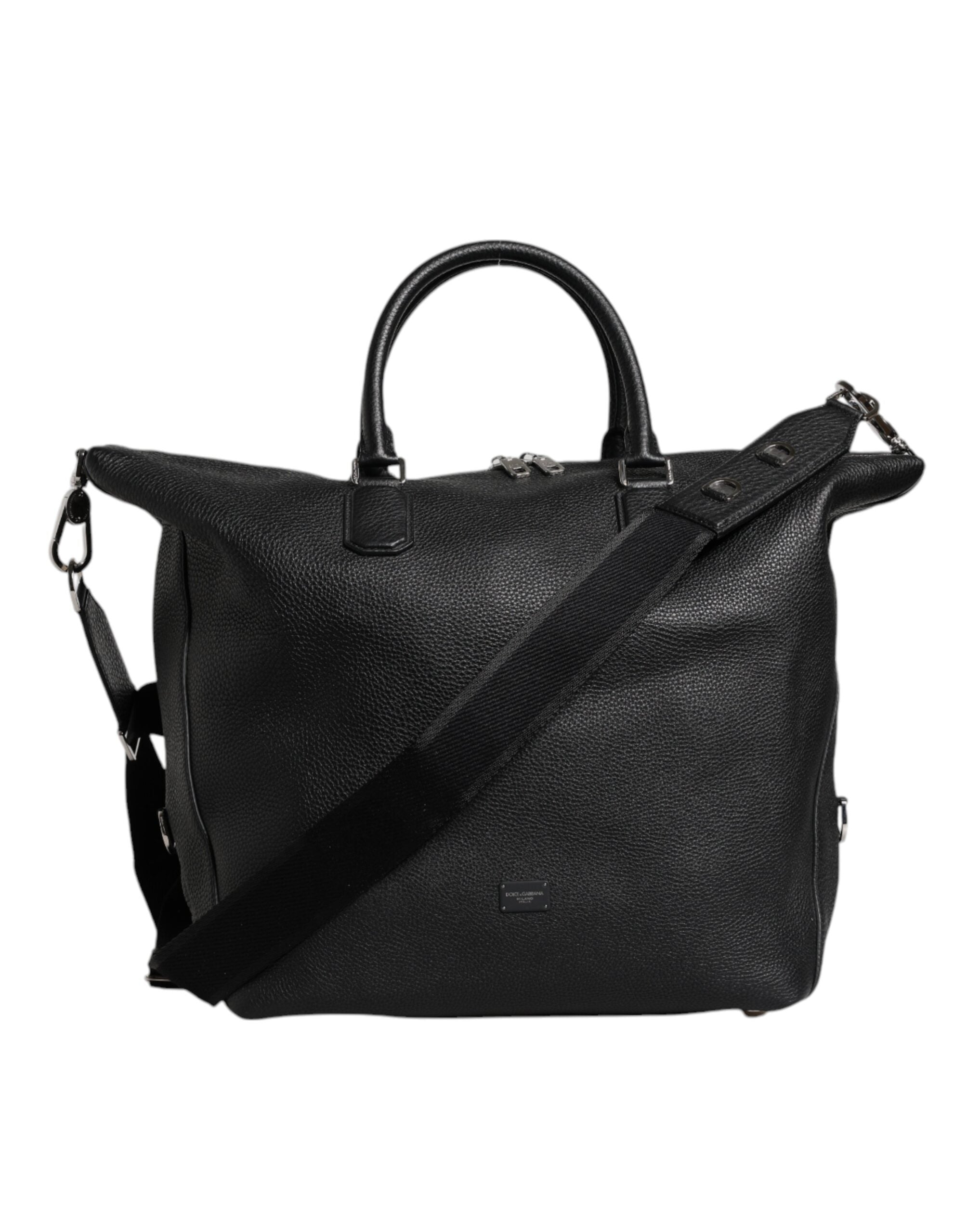 Dolce &amp; Gabbana – Reisetasche aus schwarzem Kalbsleder mit Schulterriemen