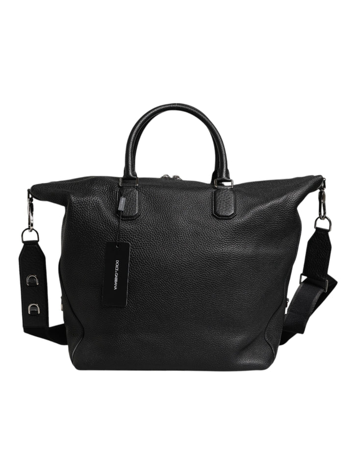 Dolce &amp; Gabbana – Reisetasche aus schwarzem Kalbsleder mit Schulterriemen