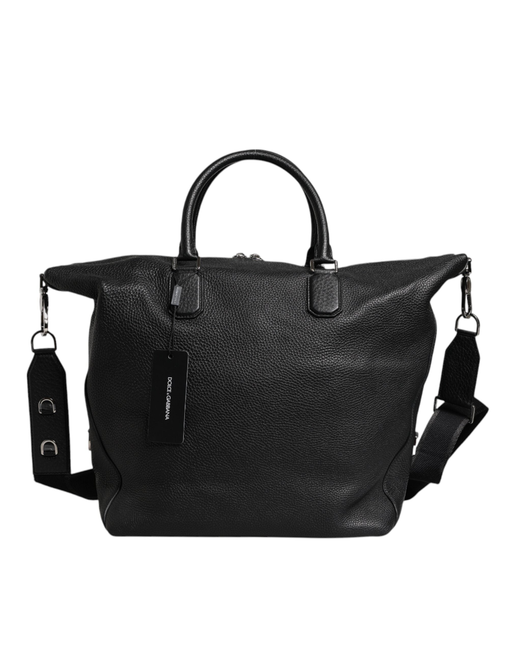 Dolce &amp; Gabbana – Reisetasche aus schwarzem Kalbsleder mit Schulterriemen