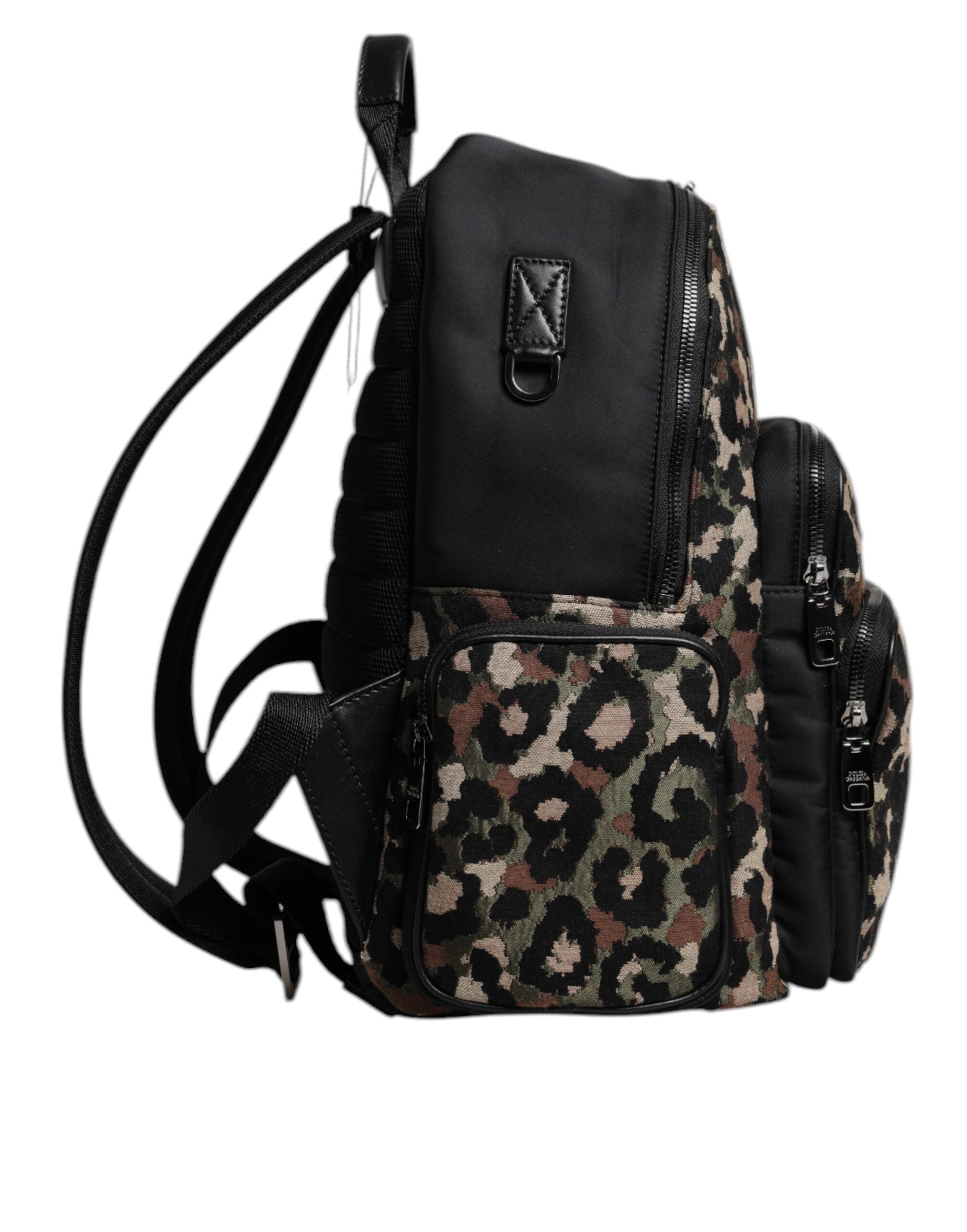 Dolce &amp; Gabbana Mehrfarbiger Rucksack mit DG-Logo-Plakette und Leopardenmuster für Männer