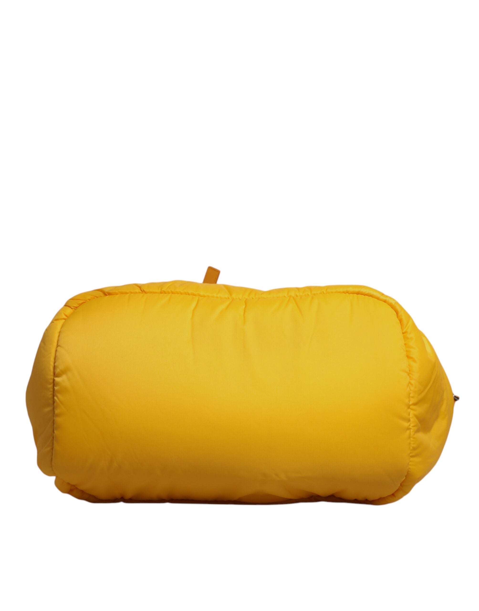 Dolce &amp; Gabbana – Gelb-orangefarbene Reisetasche aus Nylon mit Logo-Plakette