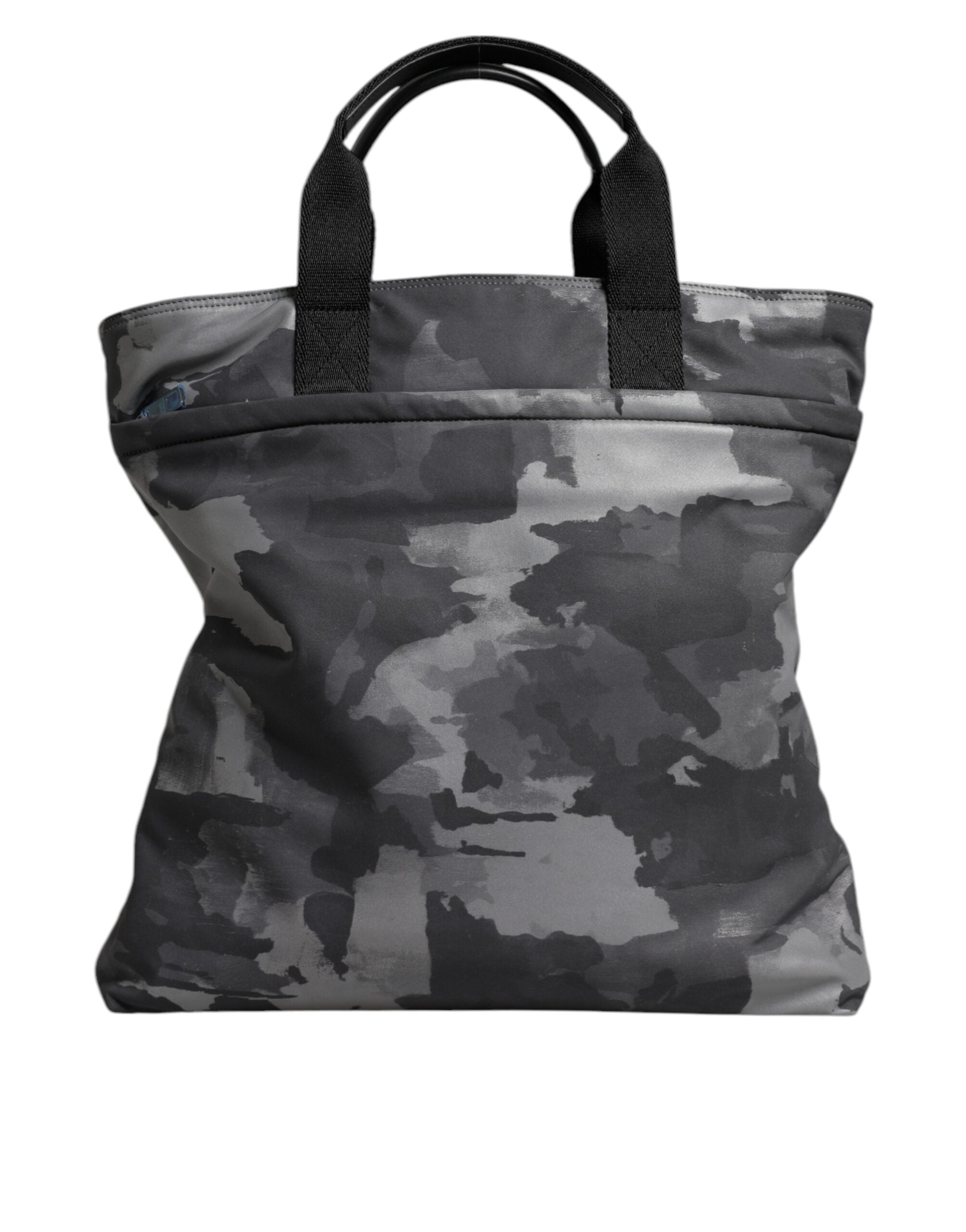Dolce &amp; Gabbana – Tragetasche aus Baumwolle mit mehreren Fächern in Grau mit Camouflage-Muster