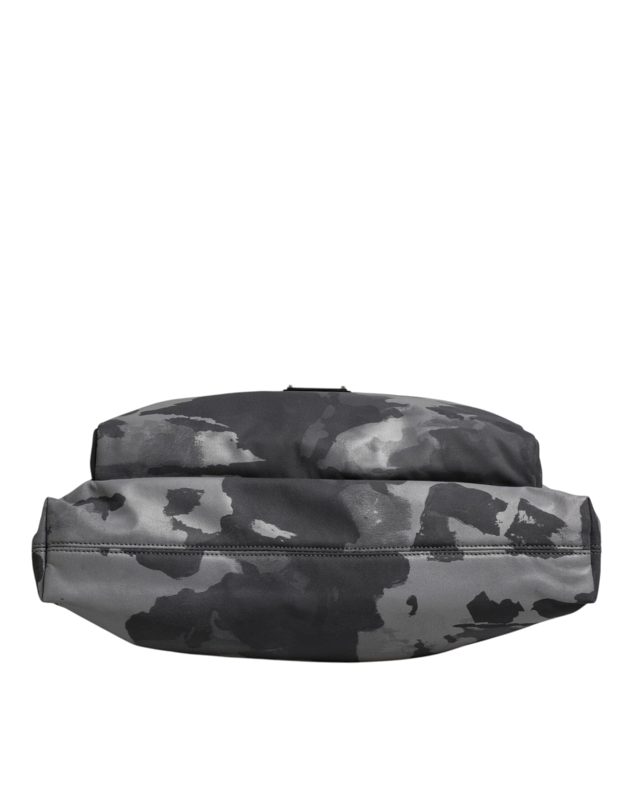 Dolce &amp; Gabbana – Tragetasche aus Baumwolle mit mehreren Fächern in Grau mit Camouflage-Muster