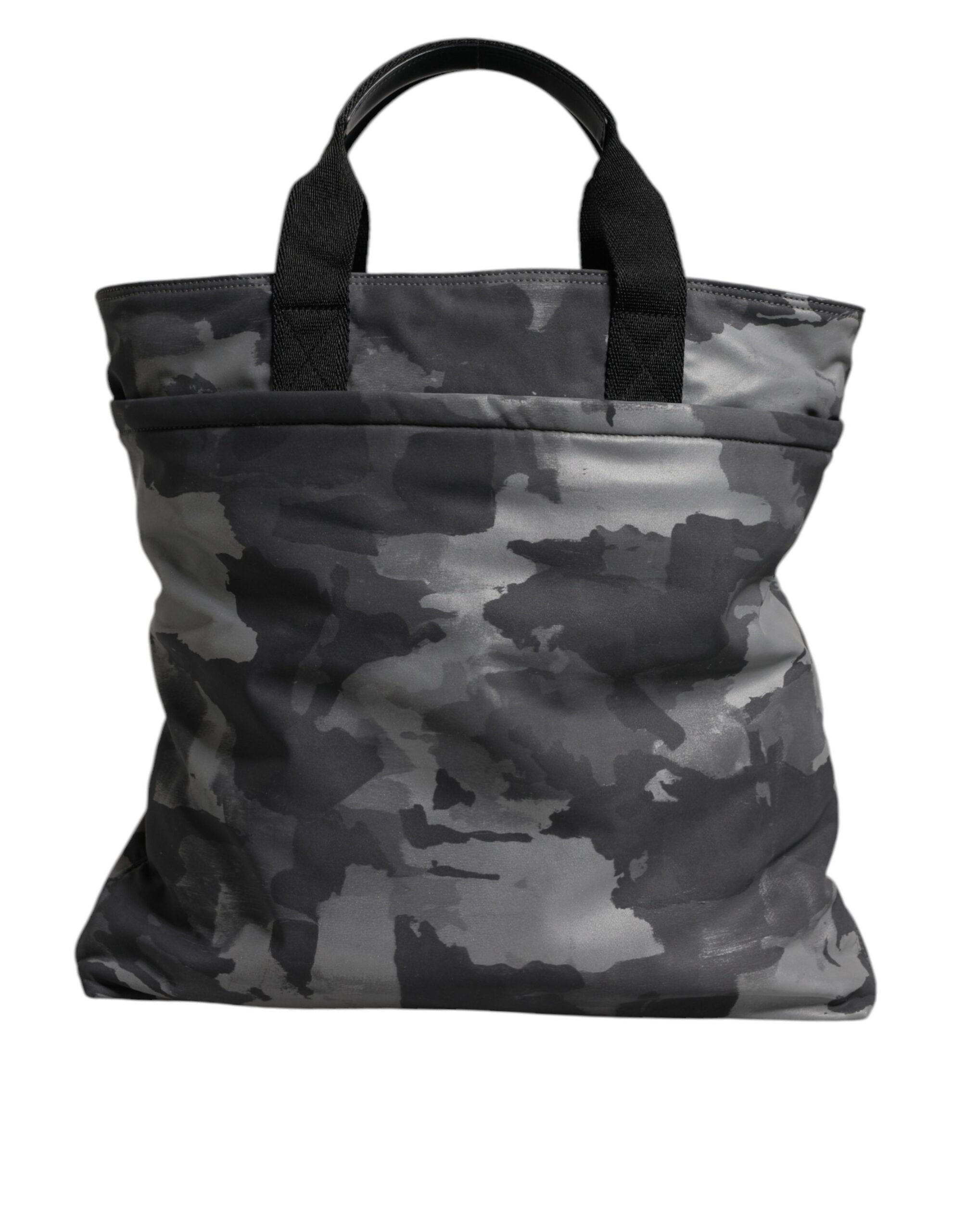 Dolce &amp; Gabbana – Tragetasche aus Baumwolle mit mehreren Fächern in Grau mit Camouflage-Muster