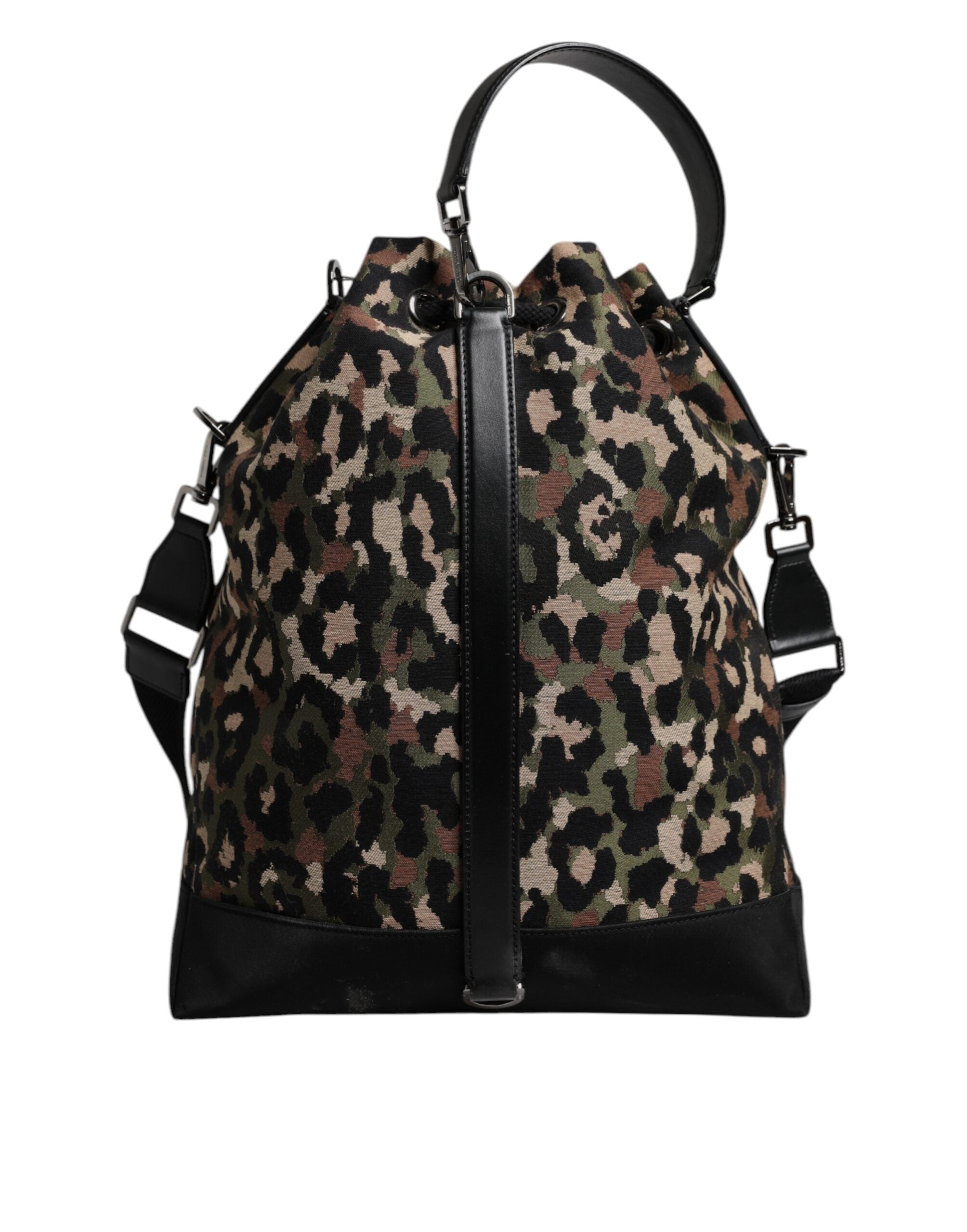 Dolce &amp; Gabbana Mehrfarbige Schultertasche aus Baumwolle mit Leopardenmuster