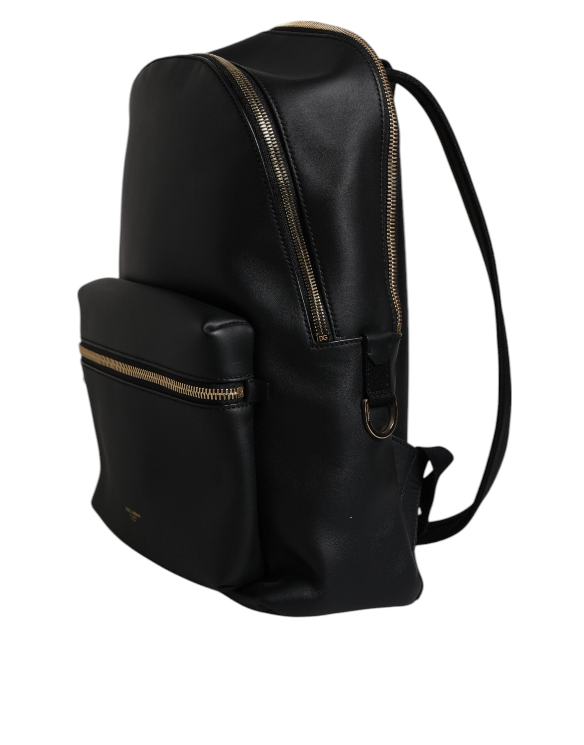Dolce &amp; Gabbana – Schwarzer Reiserucksack aus Leder mit DG-Logoprint